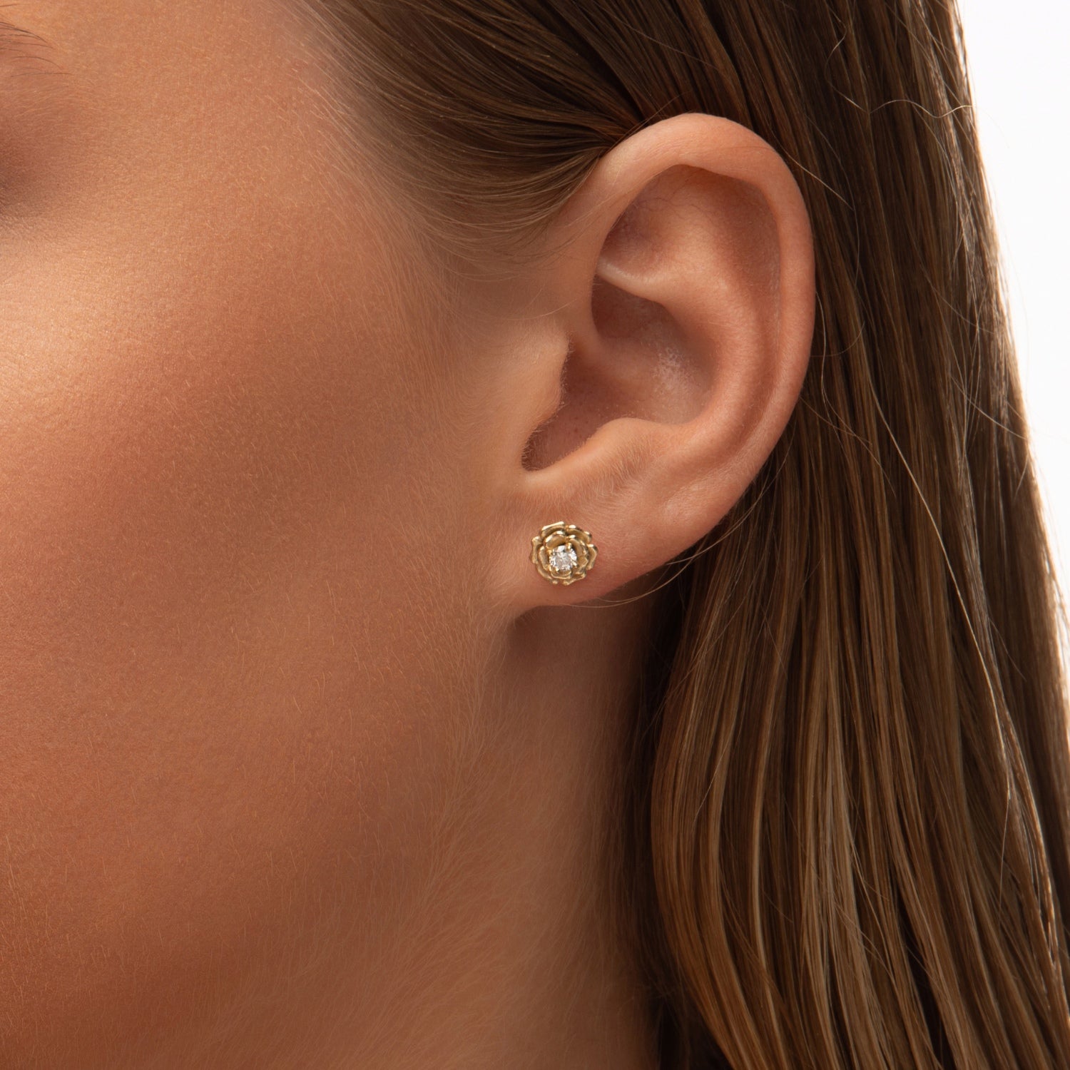 Rose Stud Diamond Earrings