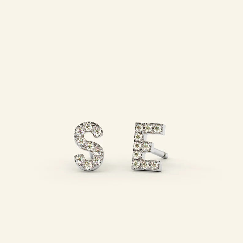 Diamond Initial Earrings
