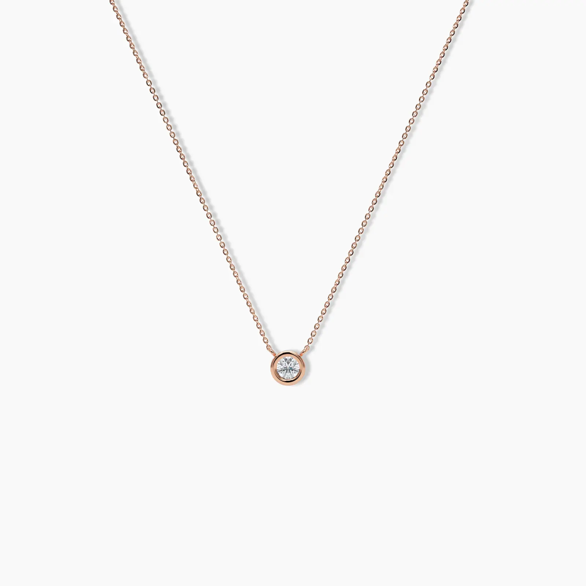 Diamond Bezel Necklace in Rose Gold - Narcissus