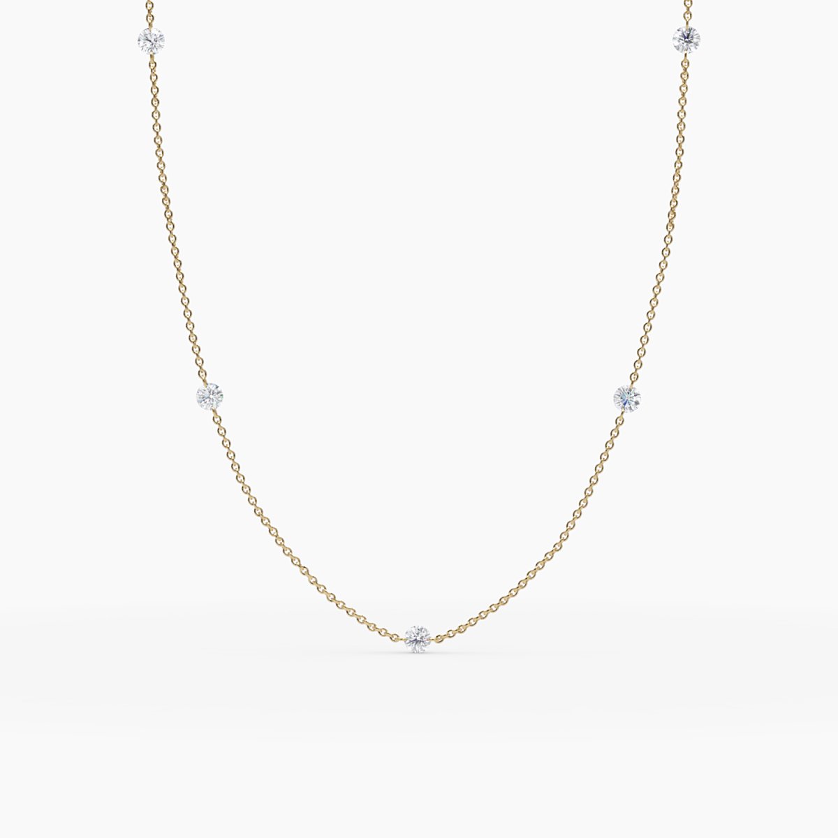 14k Gold Nude Diamond Station Necklace