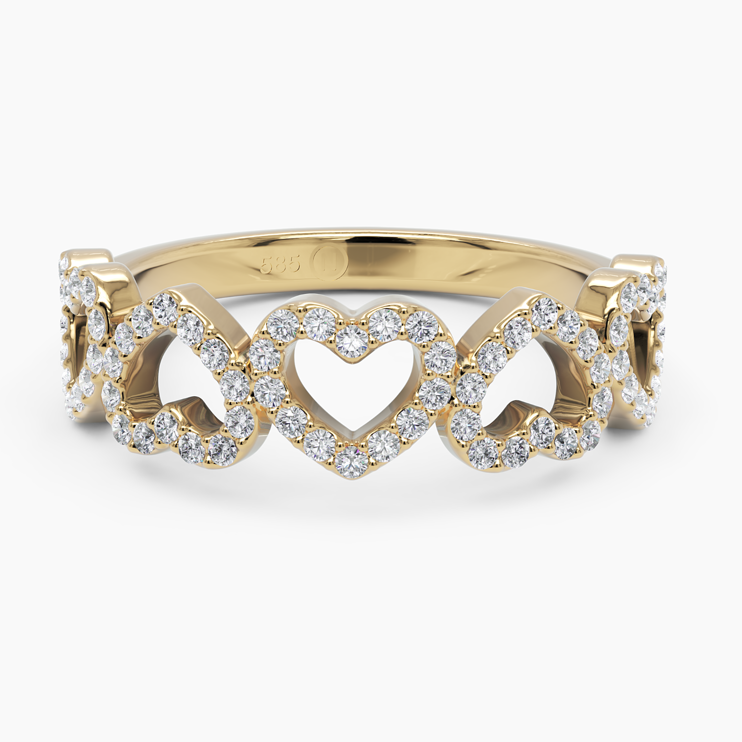 Diamond Alternating Hearts Ring