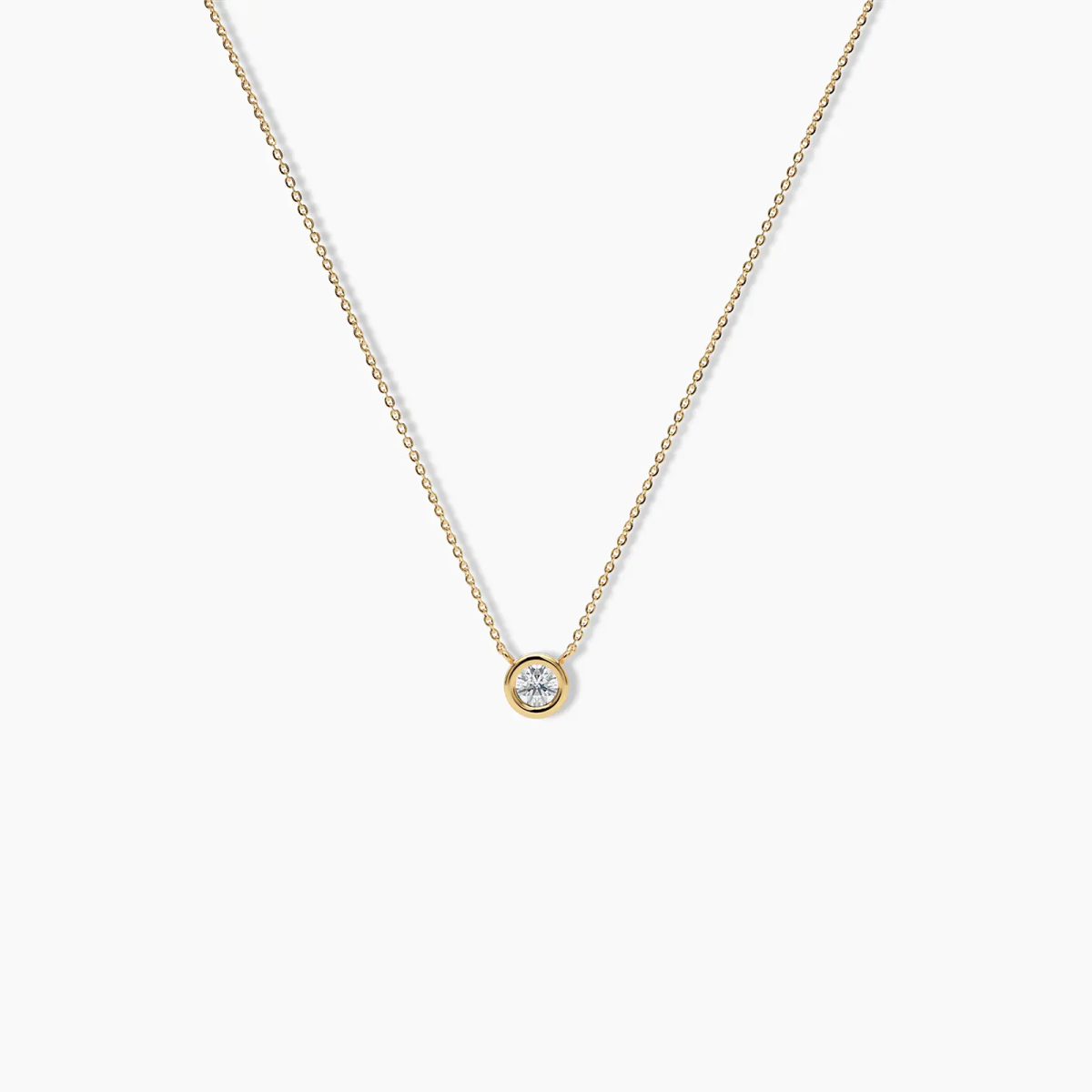 Diamond Bezel Necklace in Rose Gold - Narcissus