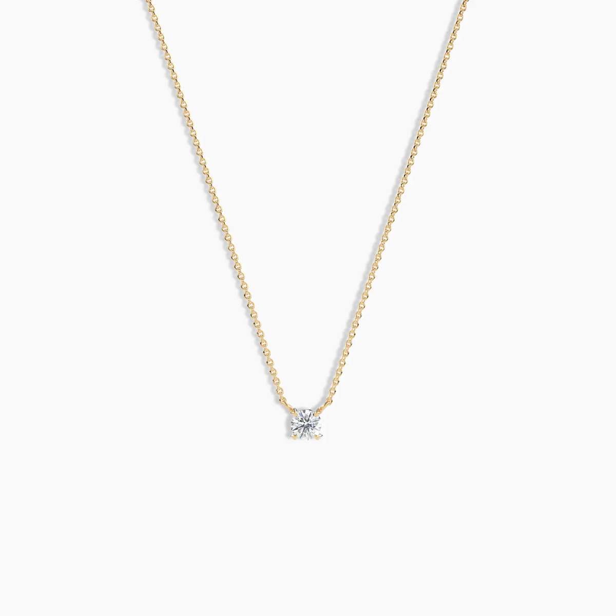 Single Diamond Solitaire Necklace in Rose Gold - Narcissus