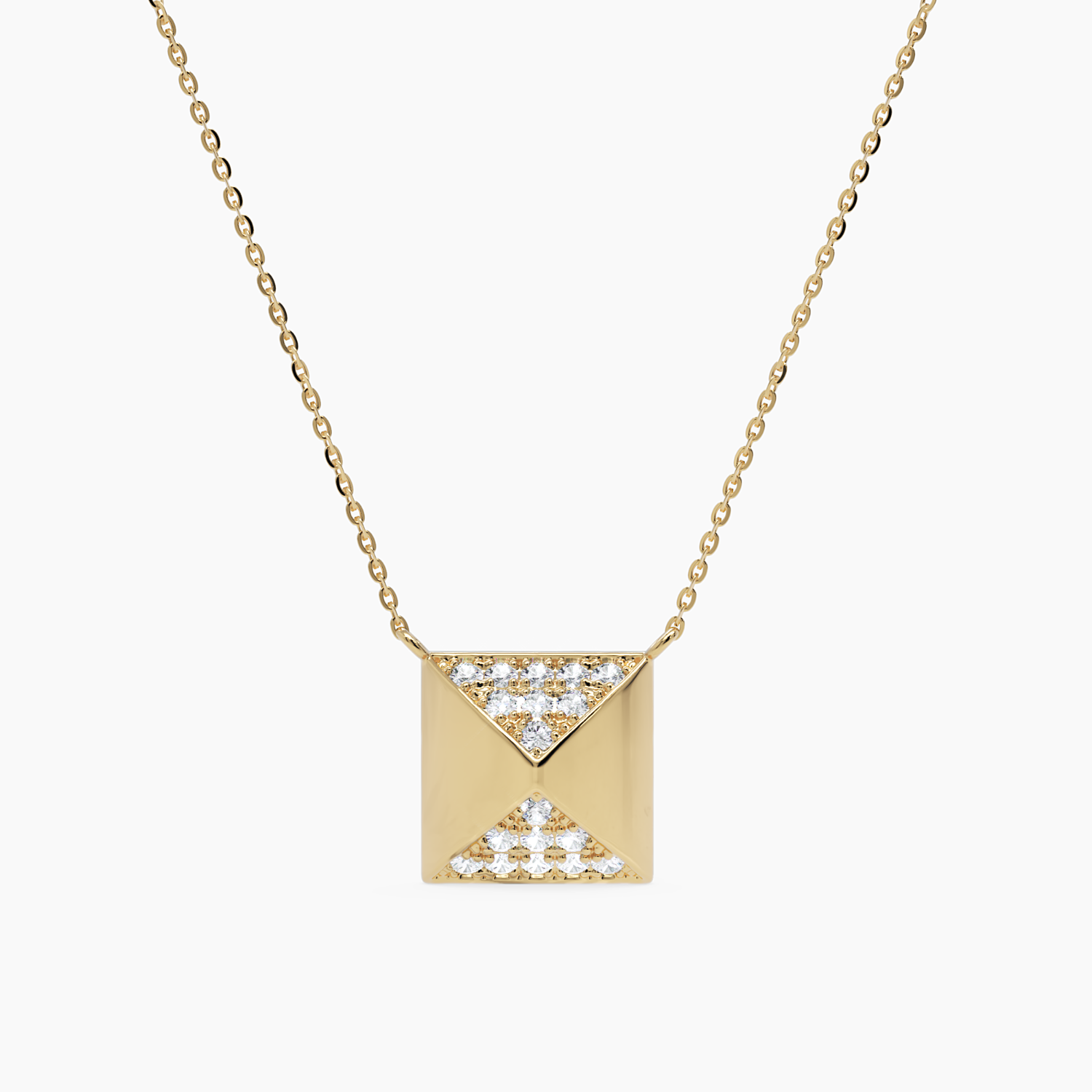 Pyramid Diamond Pendant Necklace