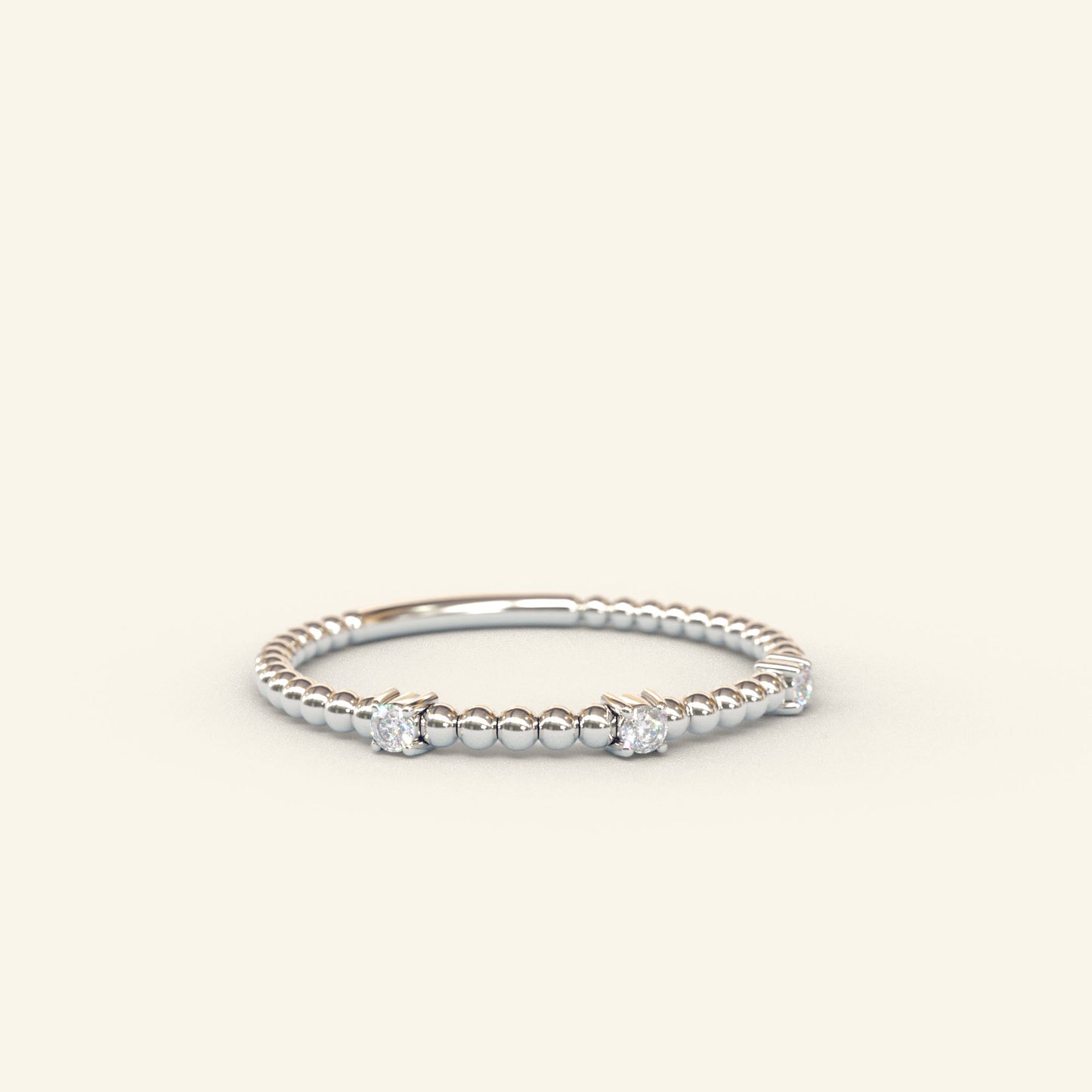 Three Diamond Beaded Ring