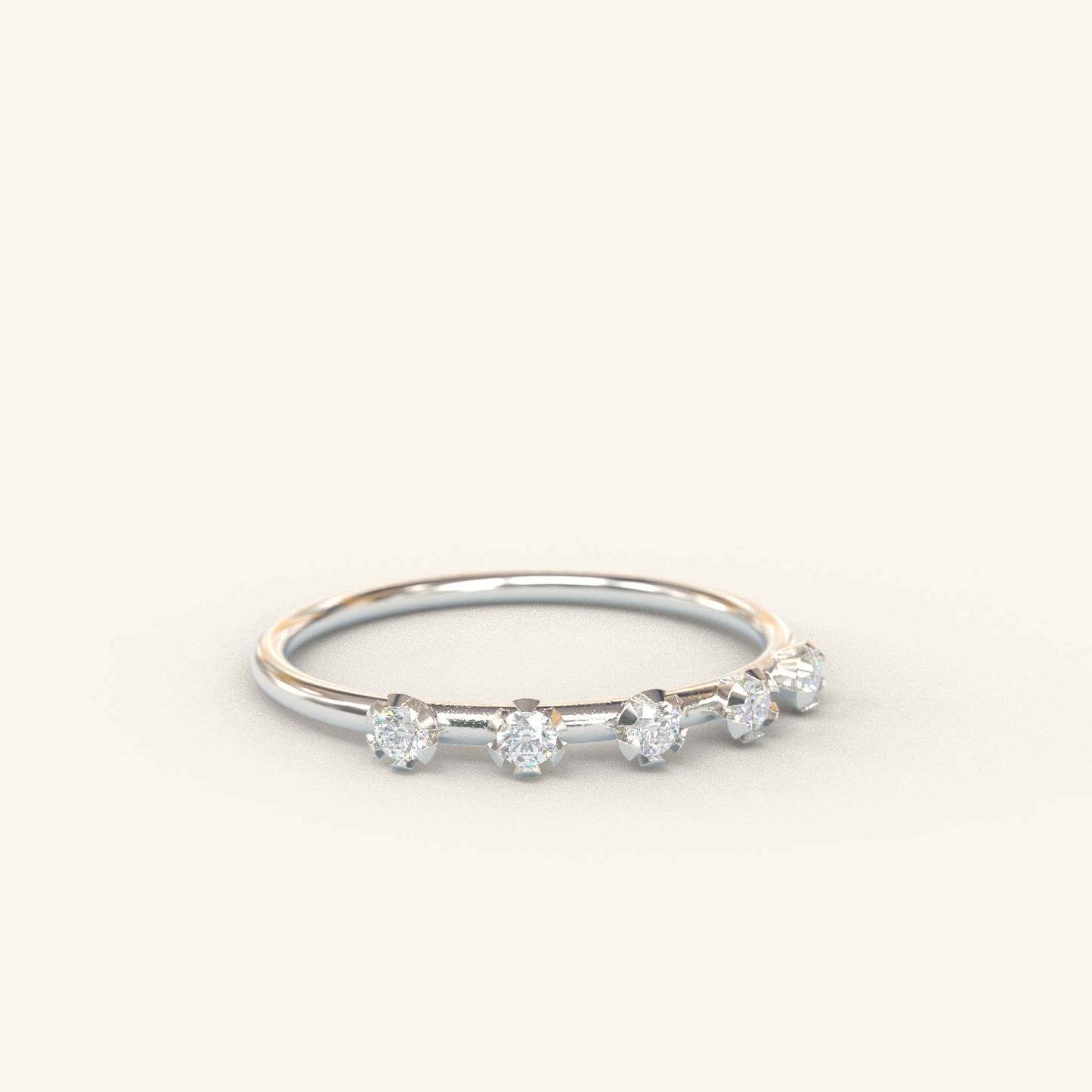 Five Diamond Flower Ring