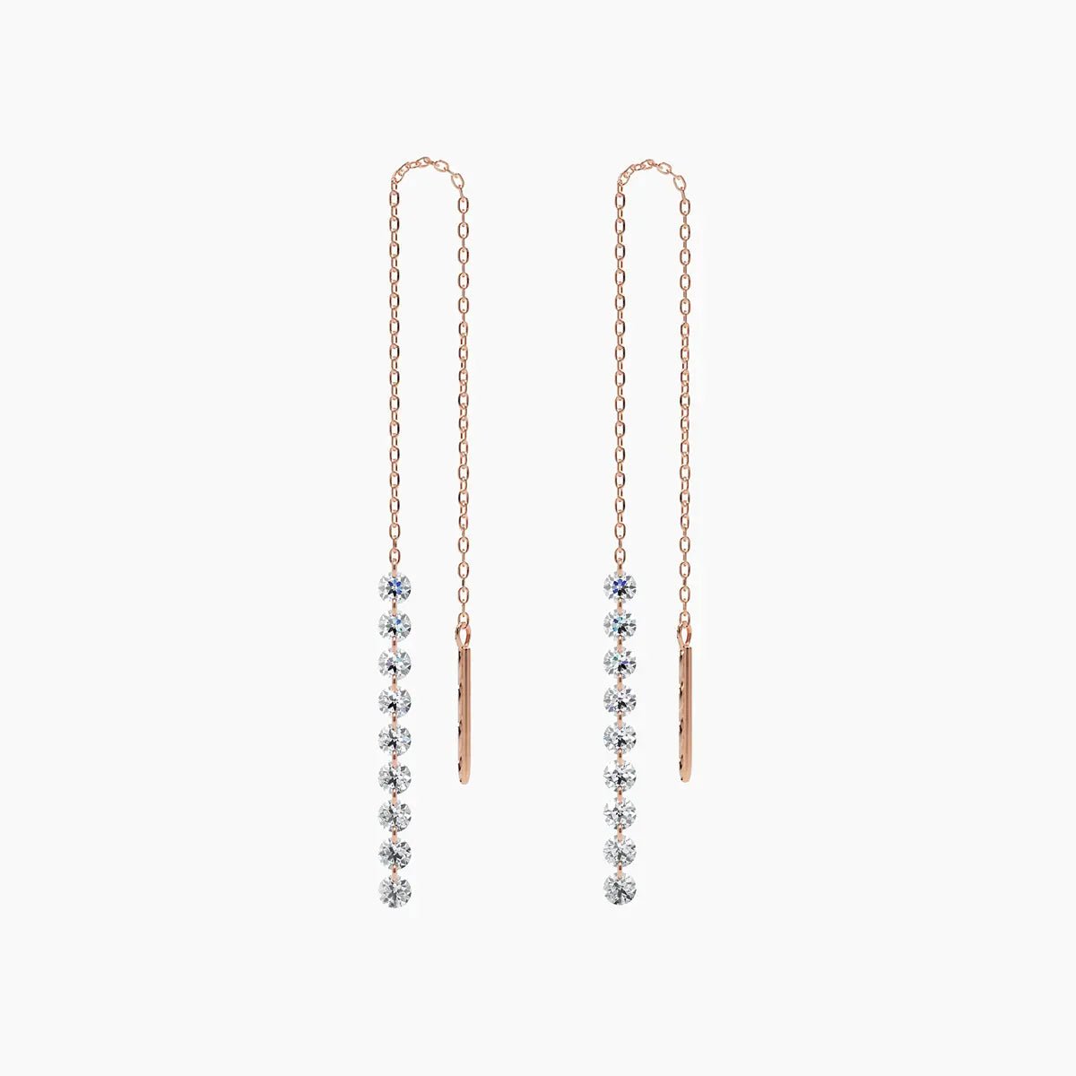 Nude Diamond Threader Earrings in Rose Gold - Narcissus