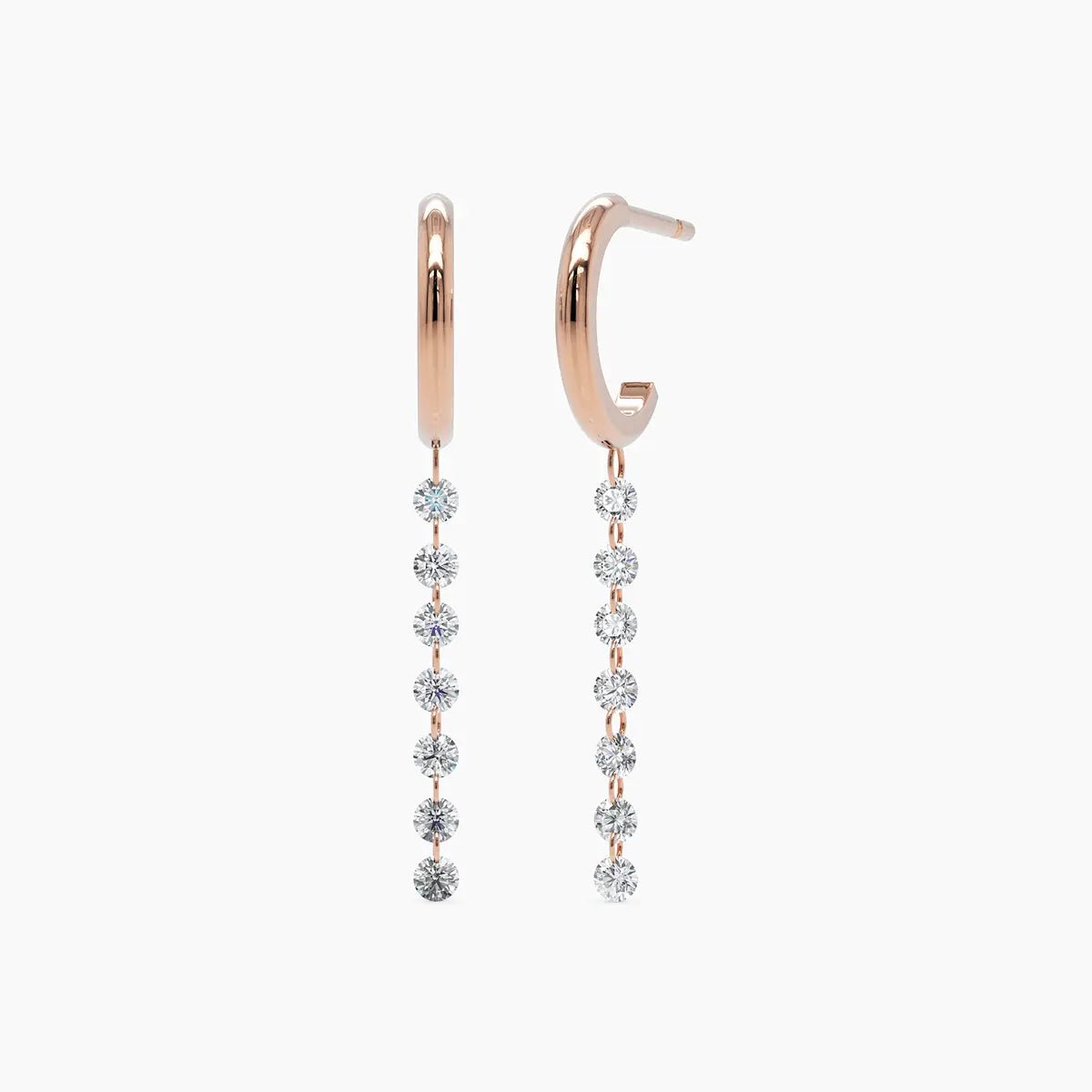 Nude Diamond Drop Earrings in Rose Gold - Narcissus