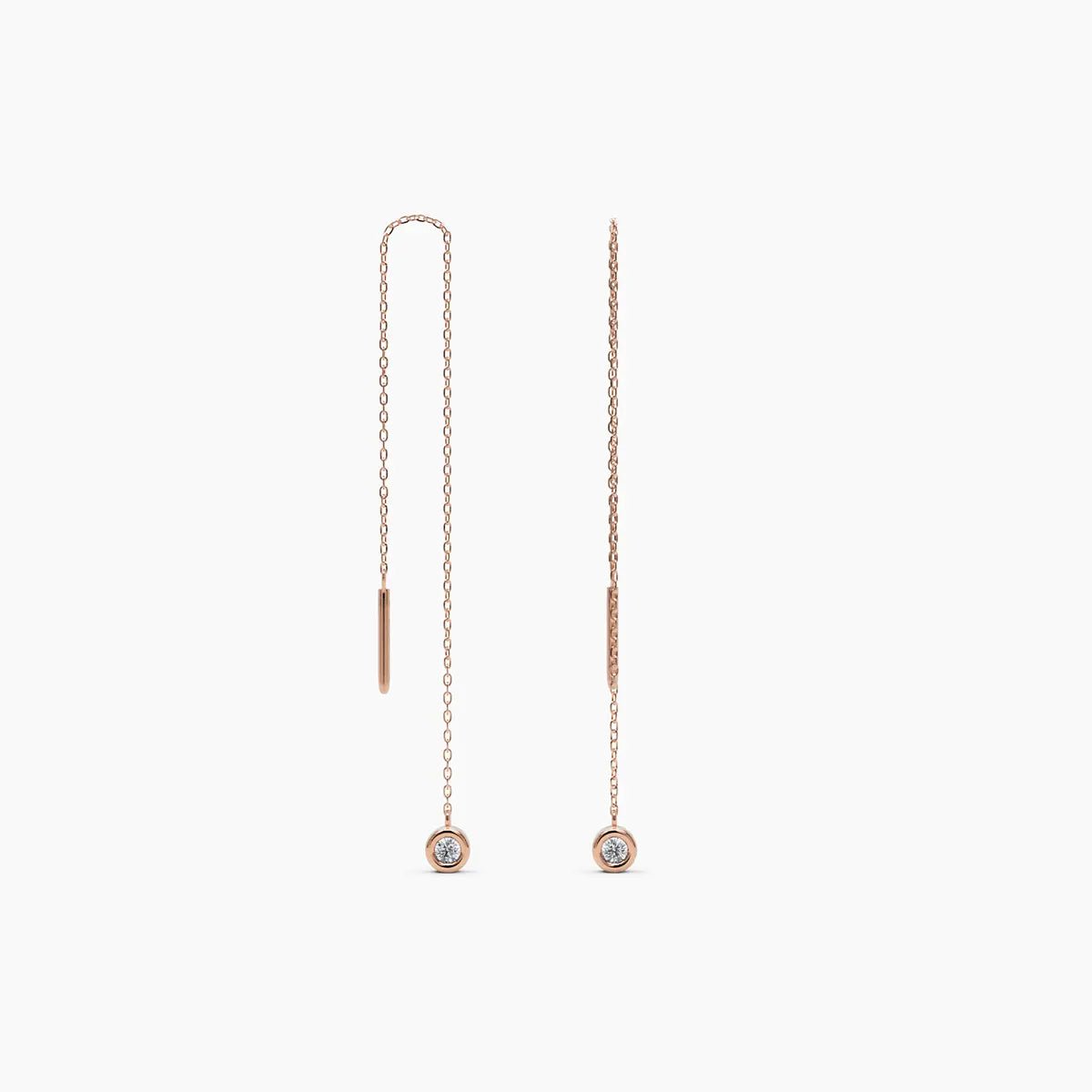 Diamond Threader Earrings in Rose Gold - Narcissus