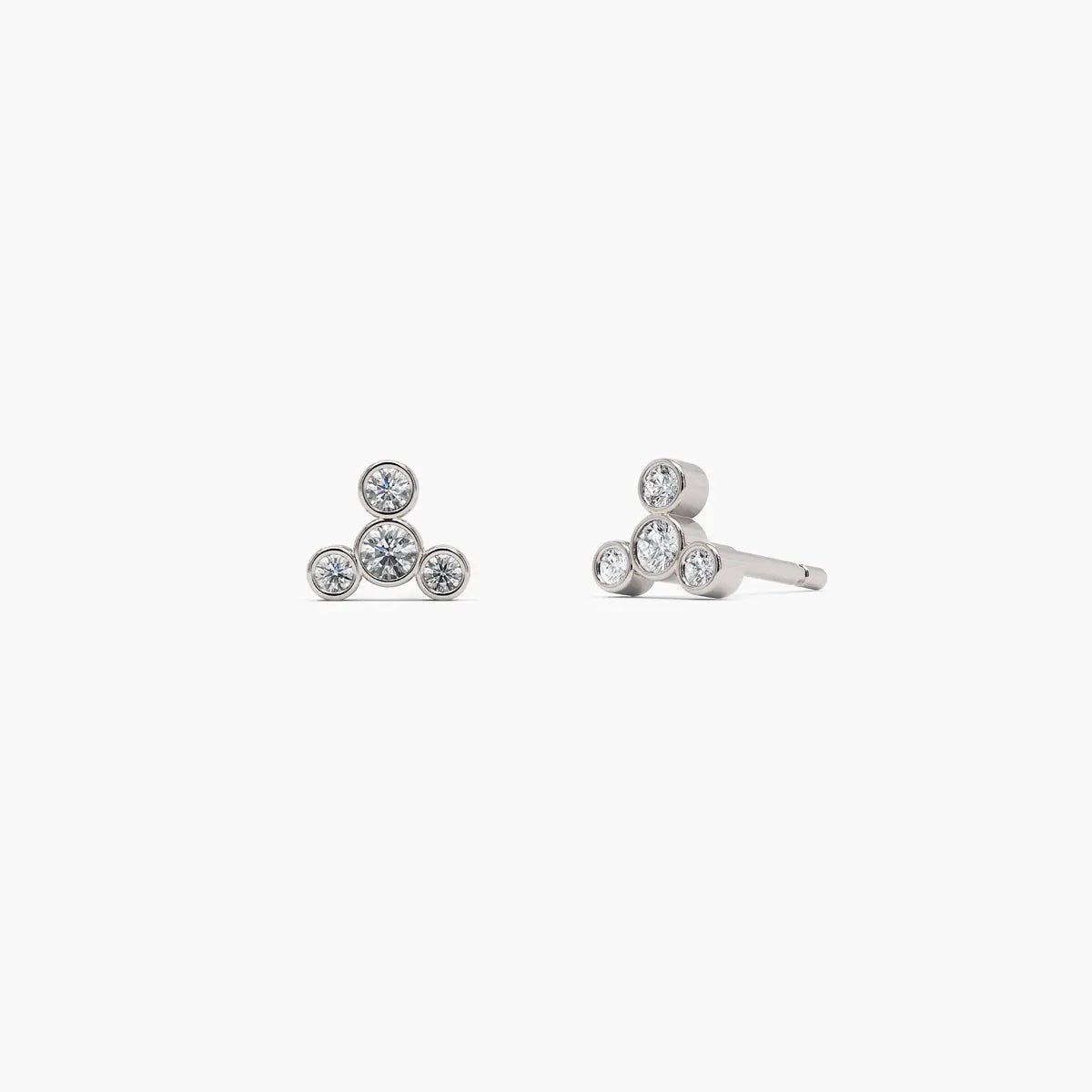 Four Diamond Stud Earrings in White Gold - Narcissus