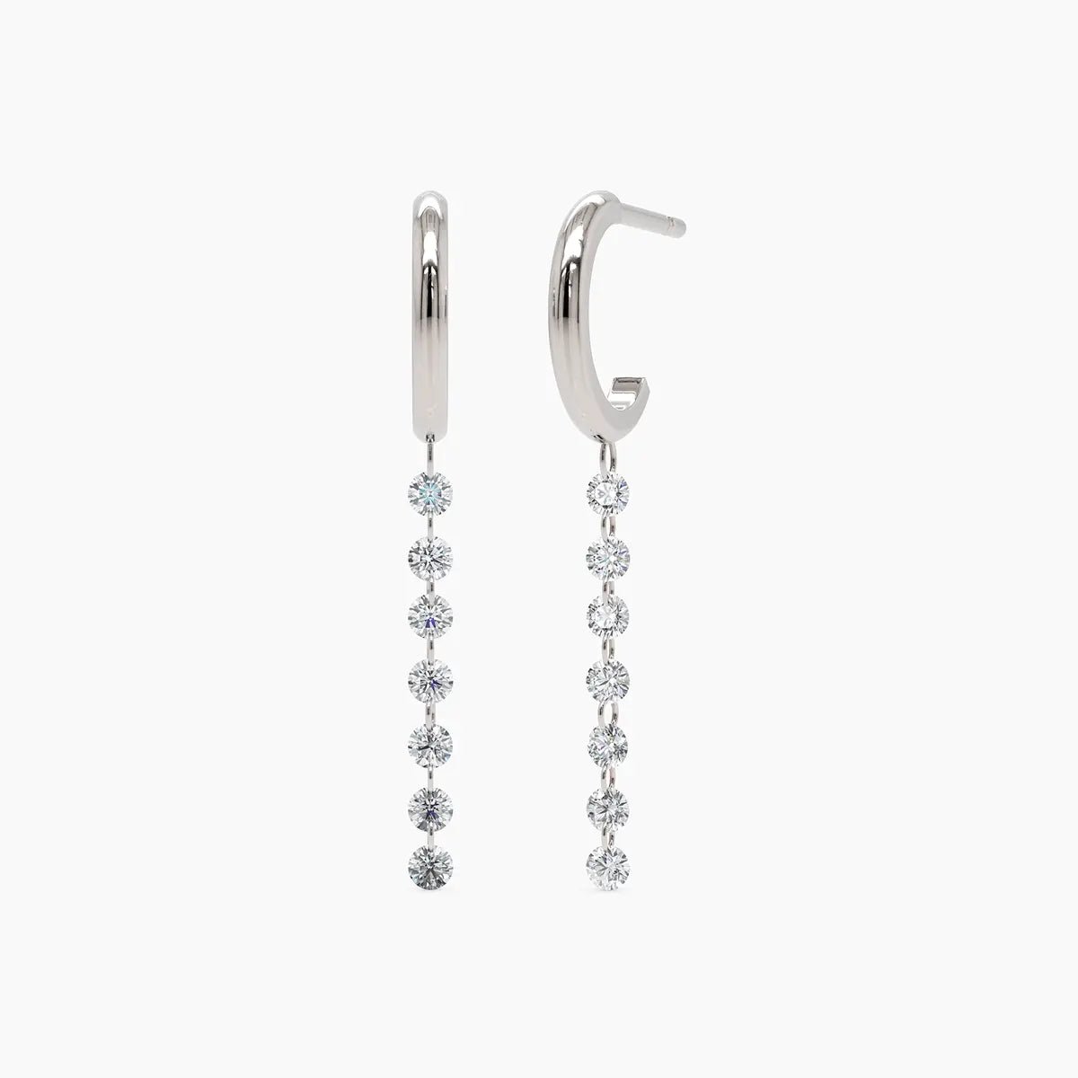 Nude Diamond Drop Earrings in White Gold - Narcissus