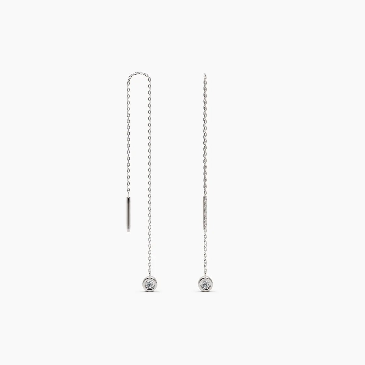 Diamond Threader Earrings in Rose Gold - Narcissus