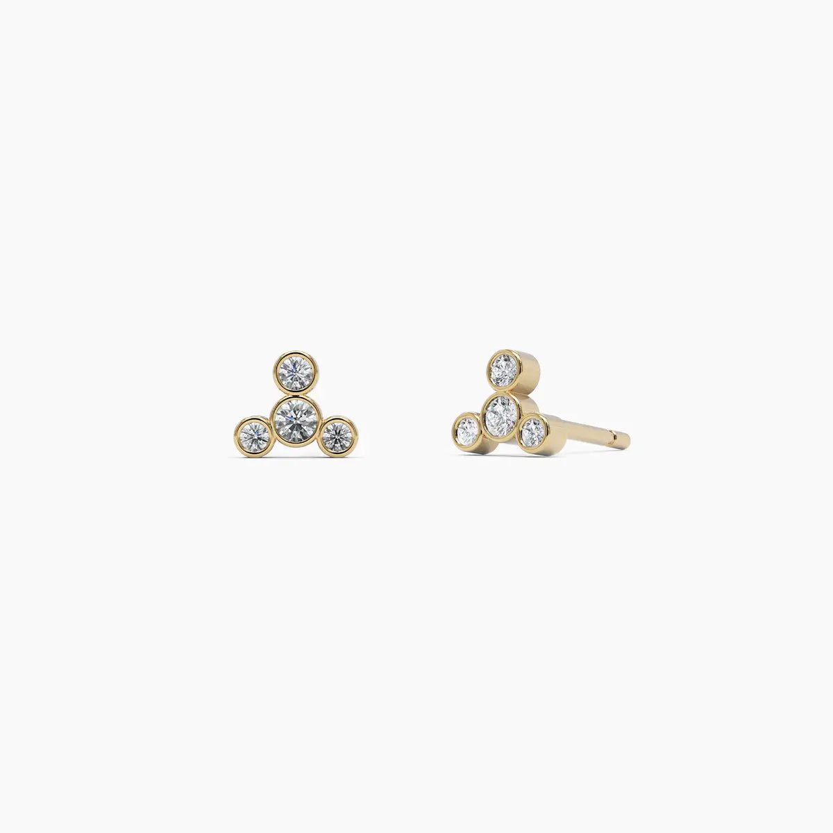 Four Diamond Stud Earrings - Narcissus