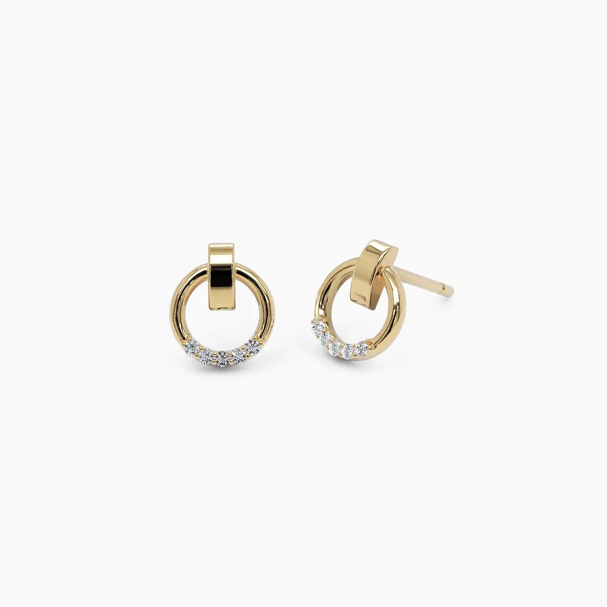 Diamond Circle Stud Earrings - Narcissus