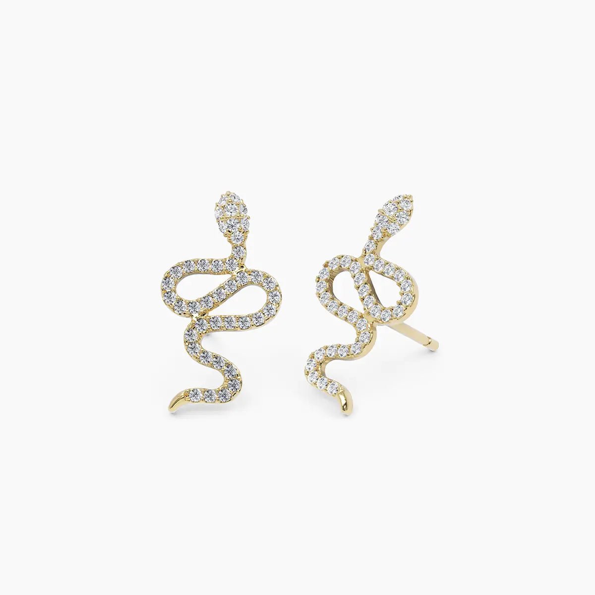 Diamond Snake Stud Earrings - Narcissus