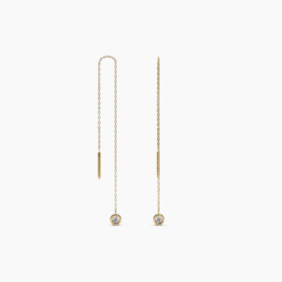 Diamond Threader Earrings in Rose Gold - Narcissus