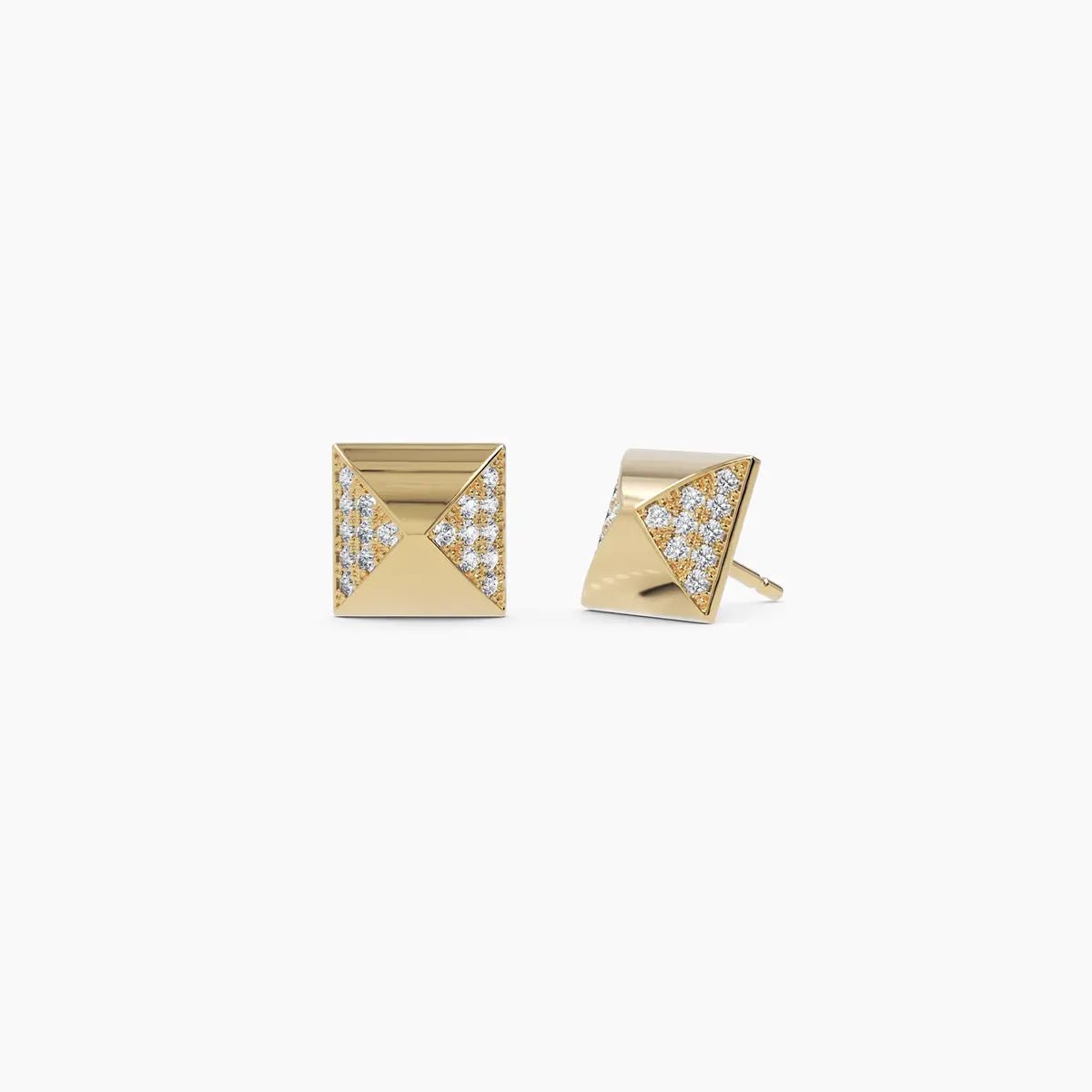 Pyramid Diamond Stud Earrings - Narcissus