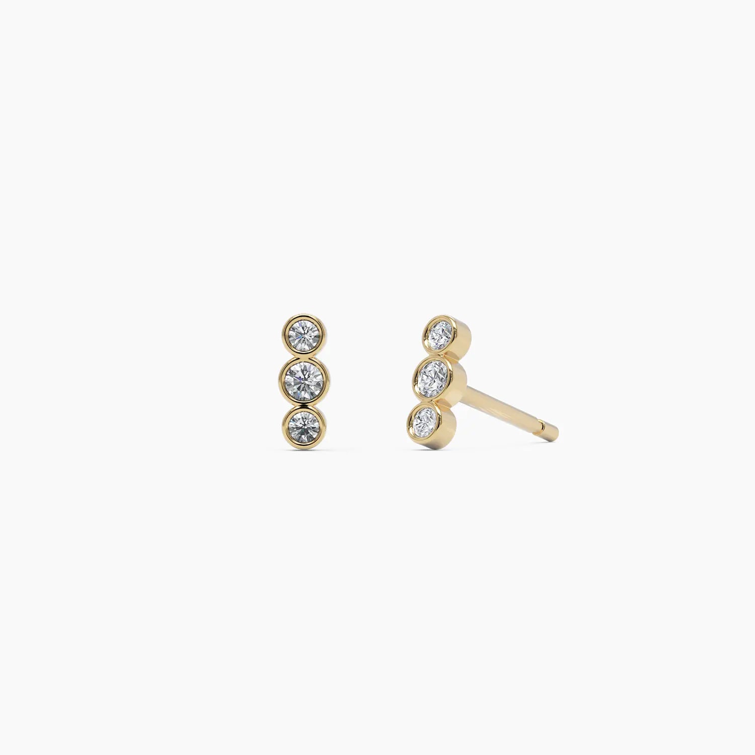 Diamond Trio Stud Earrings - Narcissus