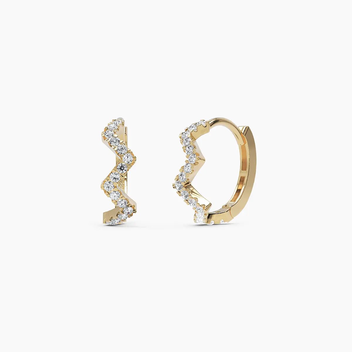 Diamond Zig Zag Pavé Huggie Earrings - Narcissus