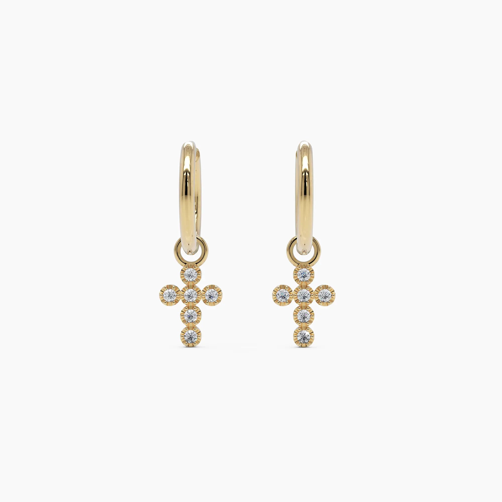 Diamond Cross Hoop Earrings - Narcissus