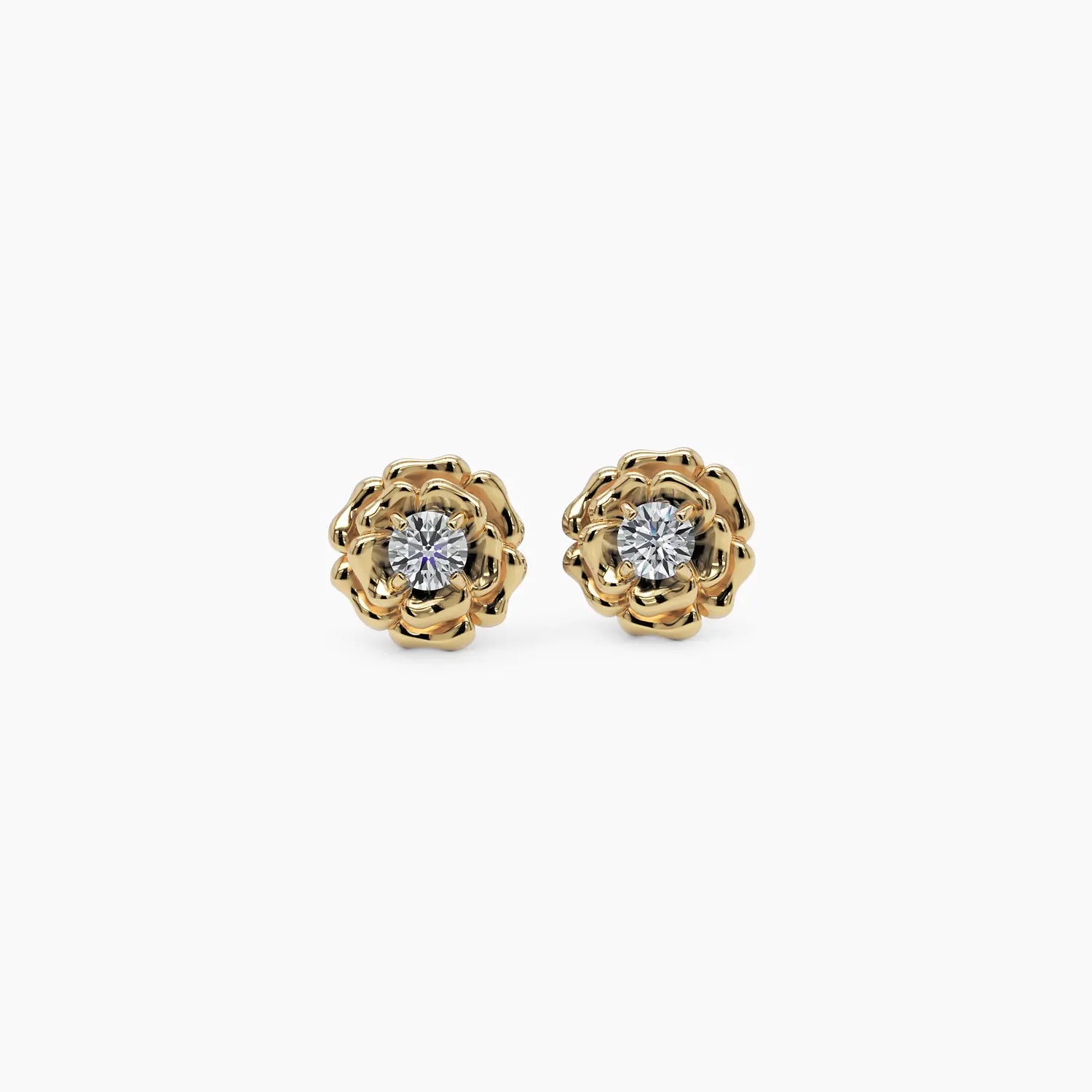 Rose Stud Diamond Earrings - Narcissus