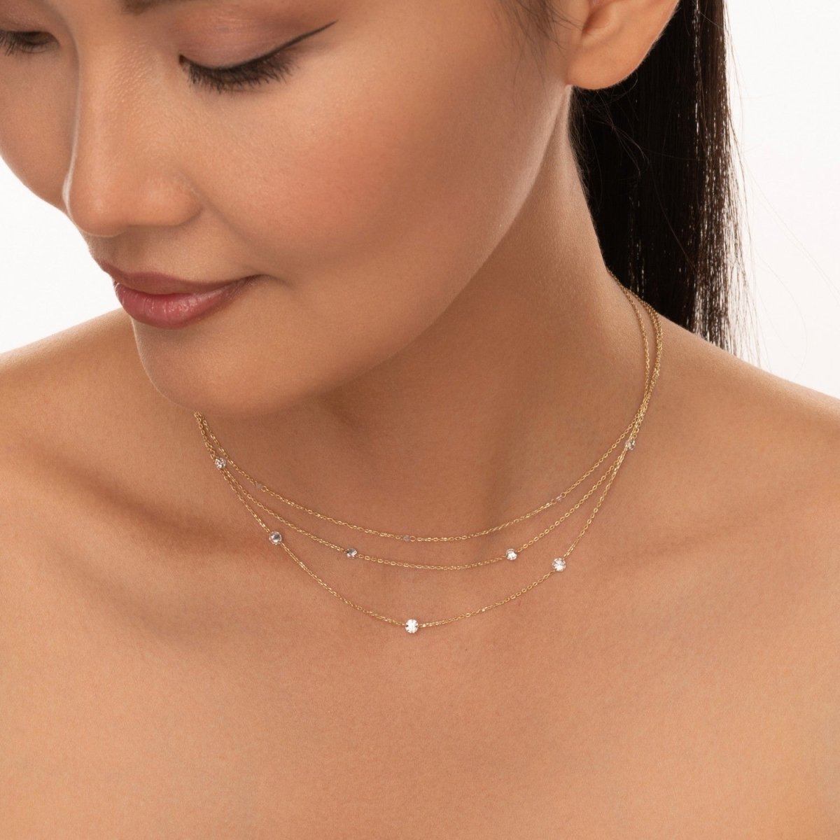 Nude Diamond Station Necklace - Narcissus