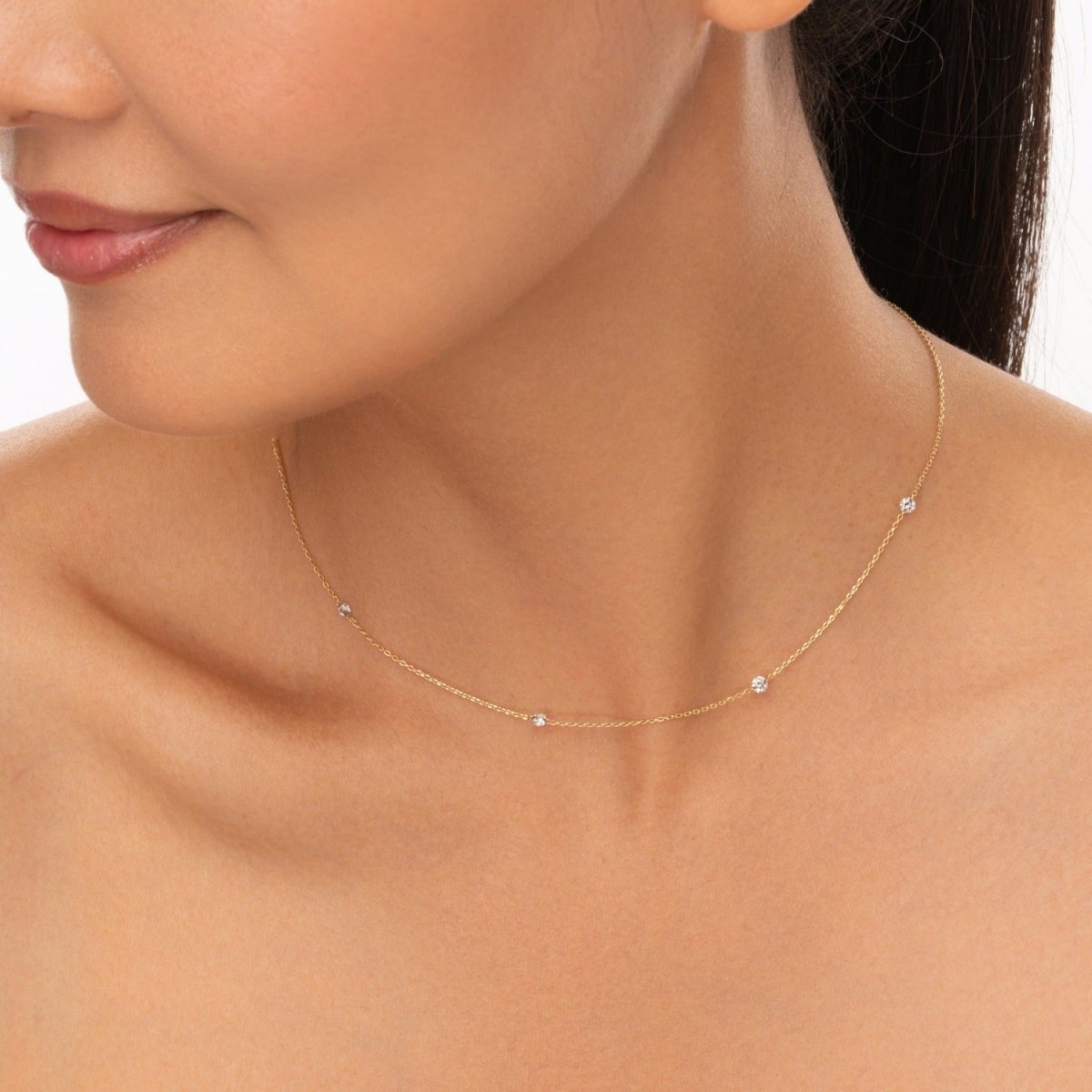 Nude Diamond Station Necklace - Narcissus