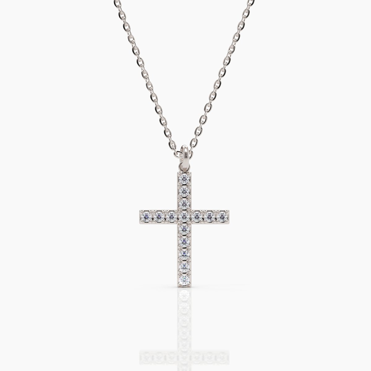 Diamond Cross Necklace in White Gold - Narcissus