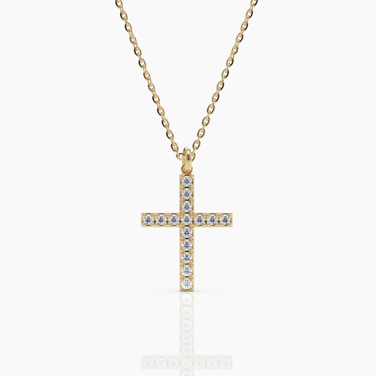 Diamond Cross Necklace in White Gold - Narcissus