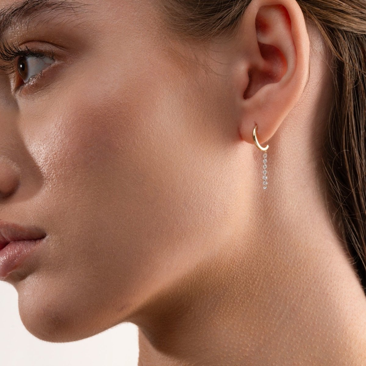 Nude Diamond Drop Earrings in Rose Gold - Narcissus