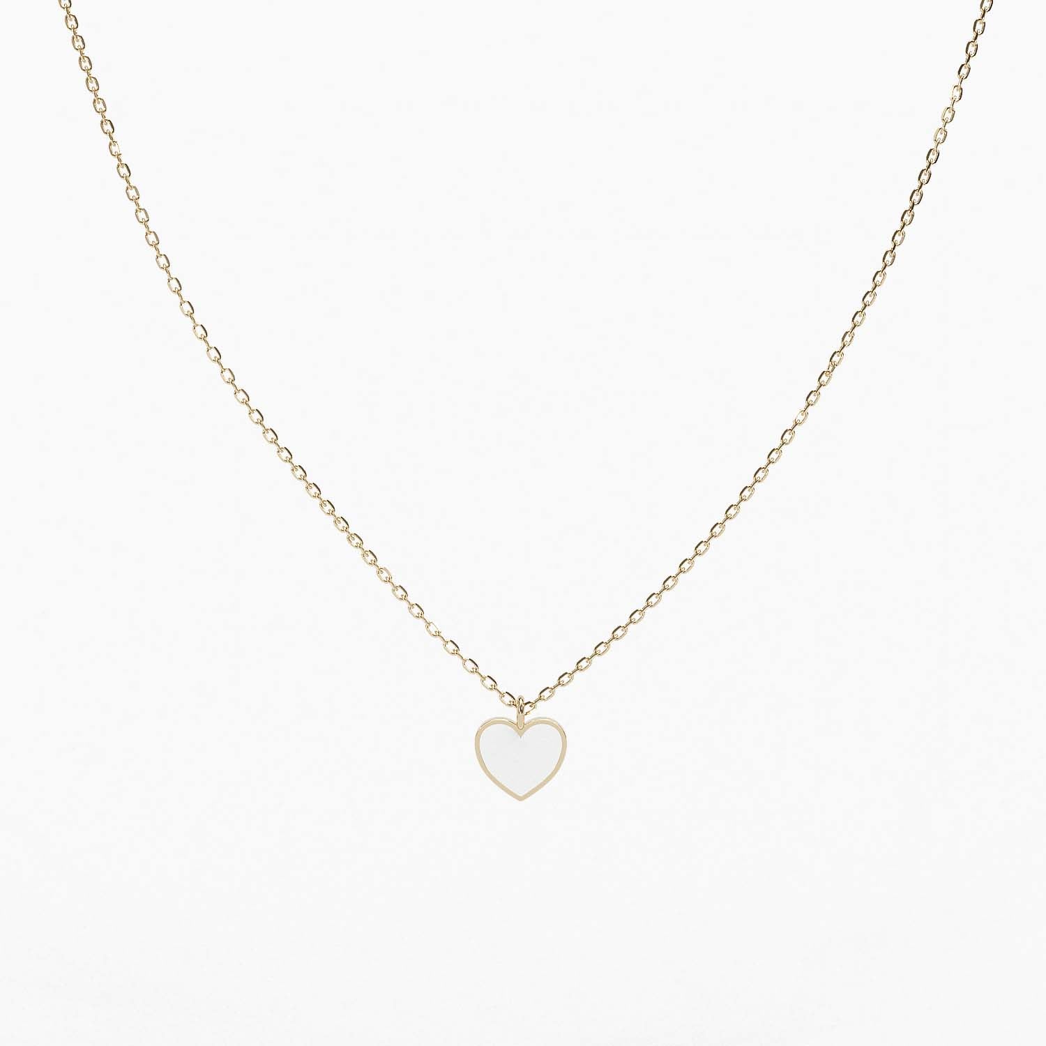 Enamel Heart Charm Necklace - Narcissus