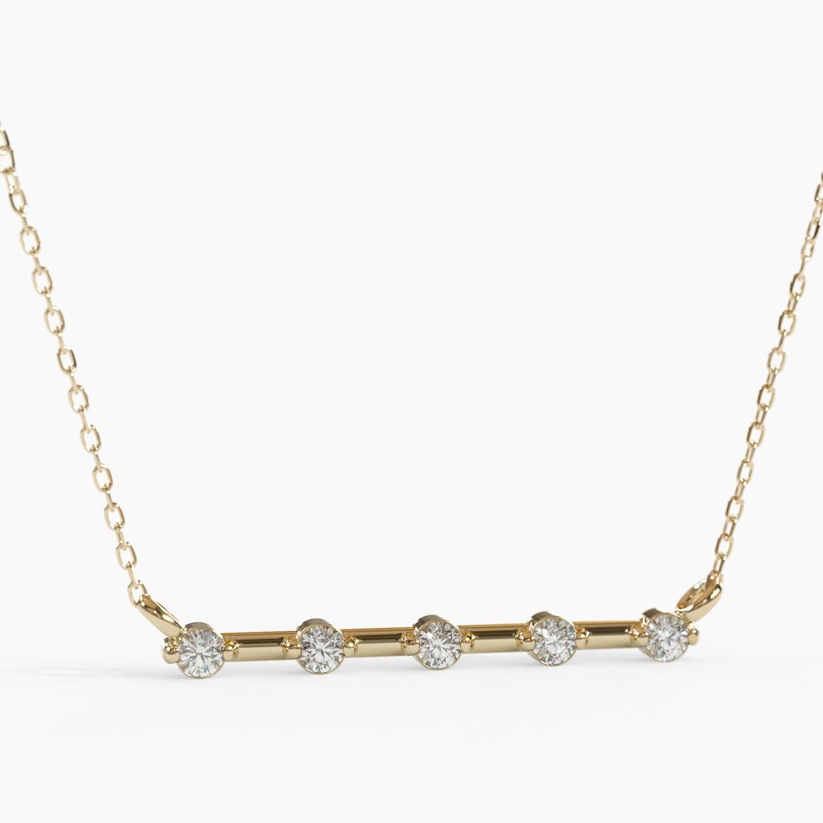 Five Diamond Bar Necklace - Narcissus