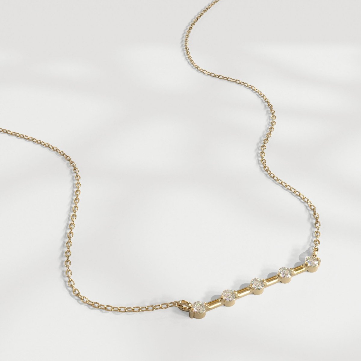 Five Diamond Bar Necklace - Narcissus