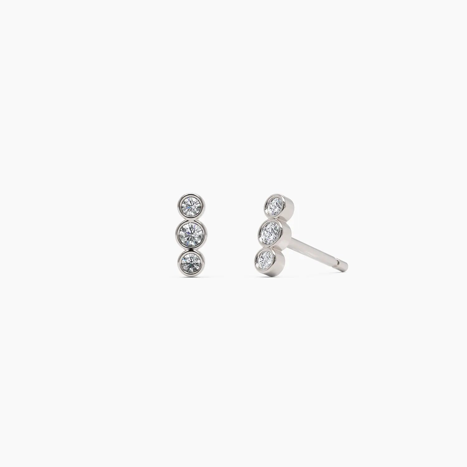 Diamond Trio Stud Earrings in White Gold - Narcissus