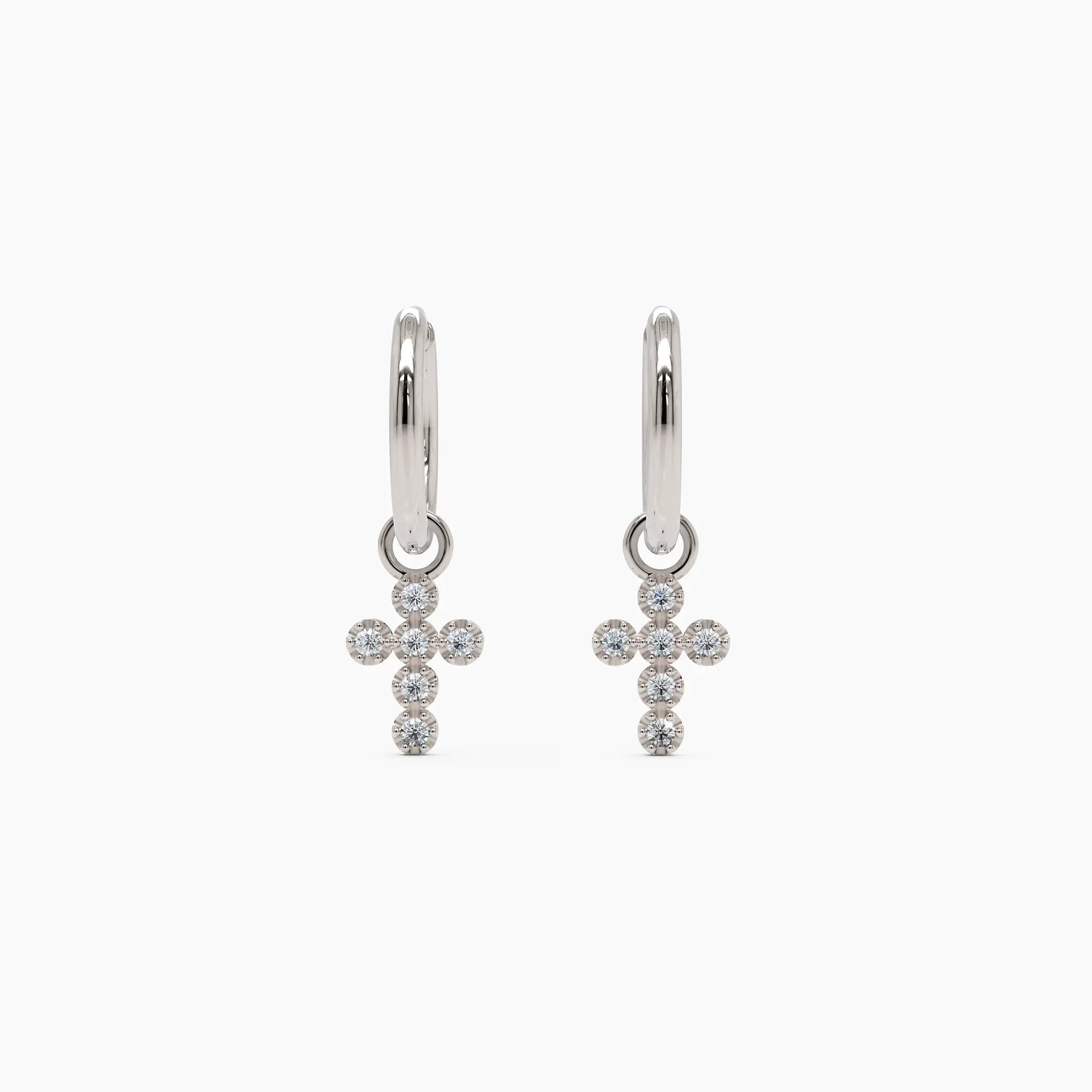 Diamond Cross Hoop Earrings - Narcissus