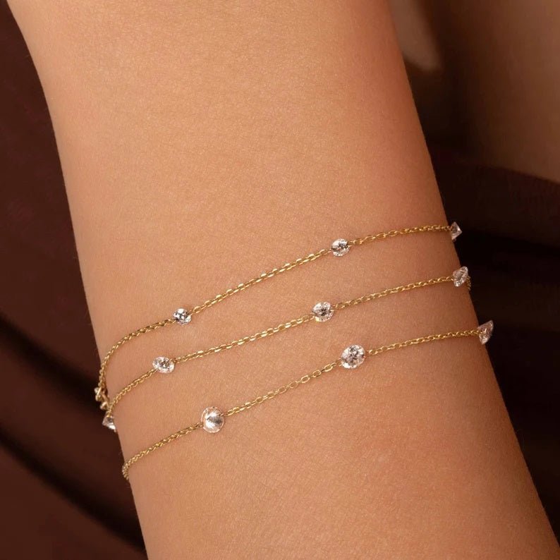 Nude Diamond Station Bracelet in White Gold - Narcissus