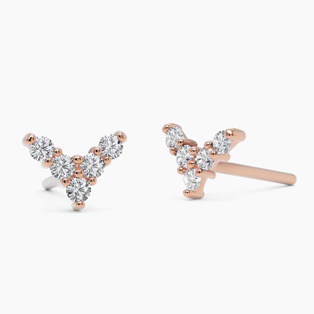 V Shape Diamond Earrings - Narcissus