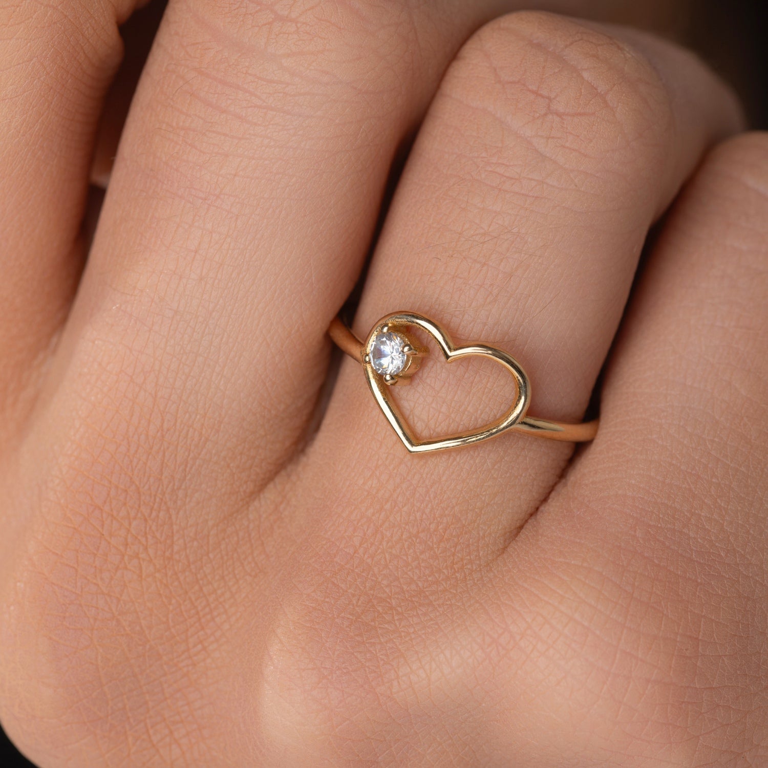 Heart Shaped Ring with Diamond