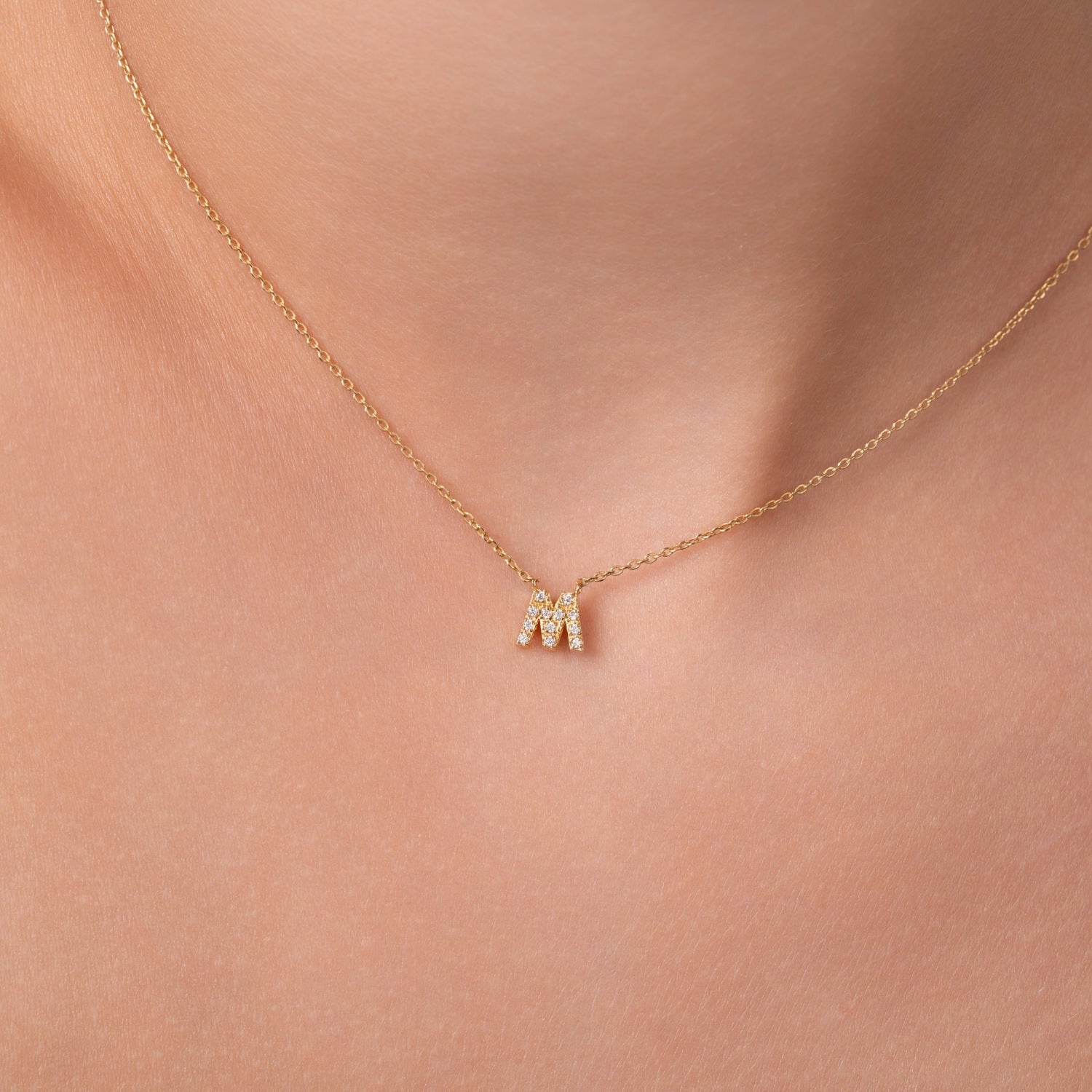 Diamond Initial M Necklace