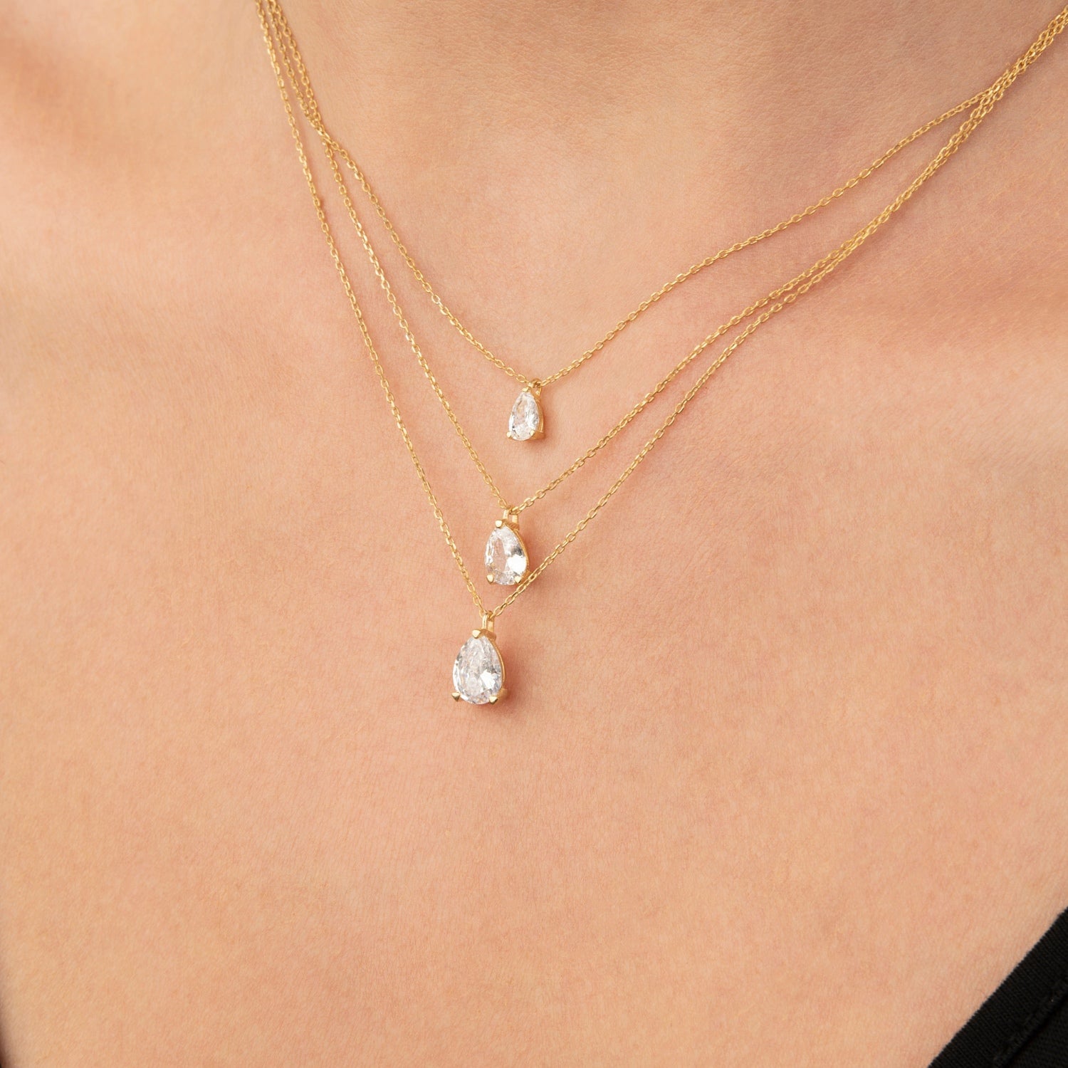 Pear Cut Diamond Solitaire Necklace