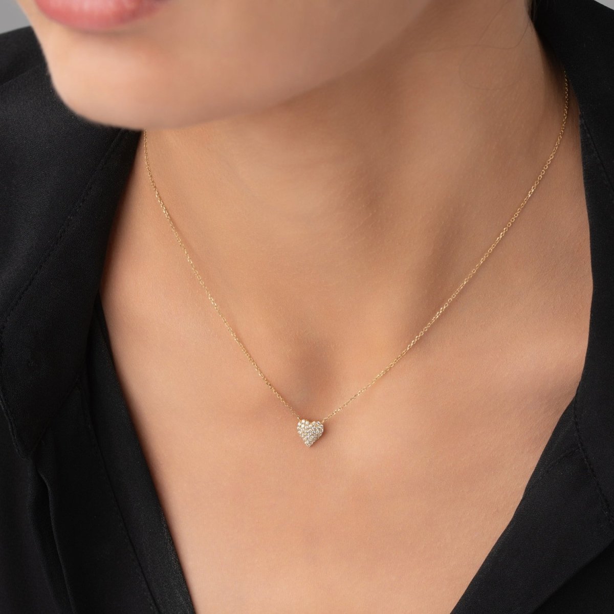 Diamond Pavé Heart Necklace - Narcissus