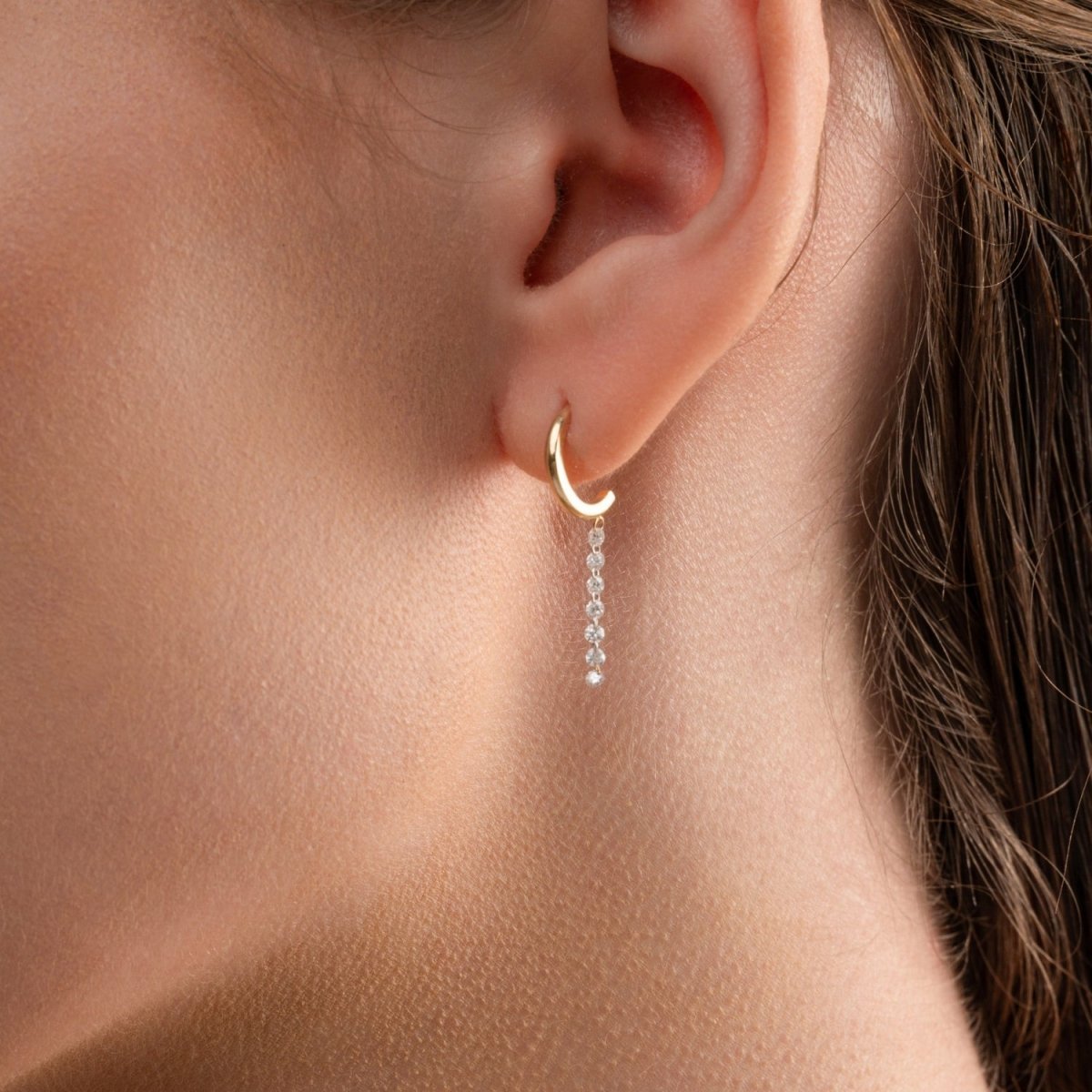 Nude Diamond Drop Earrings in Rose Gold - Narcissus