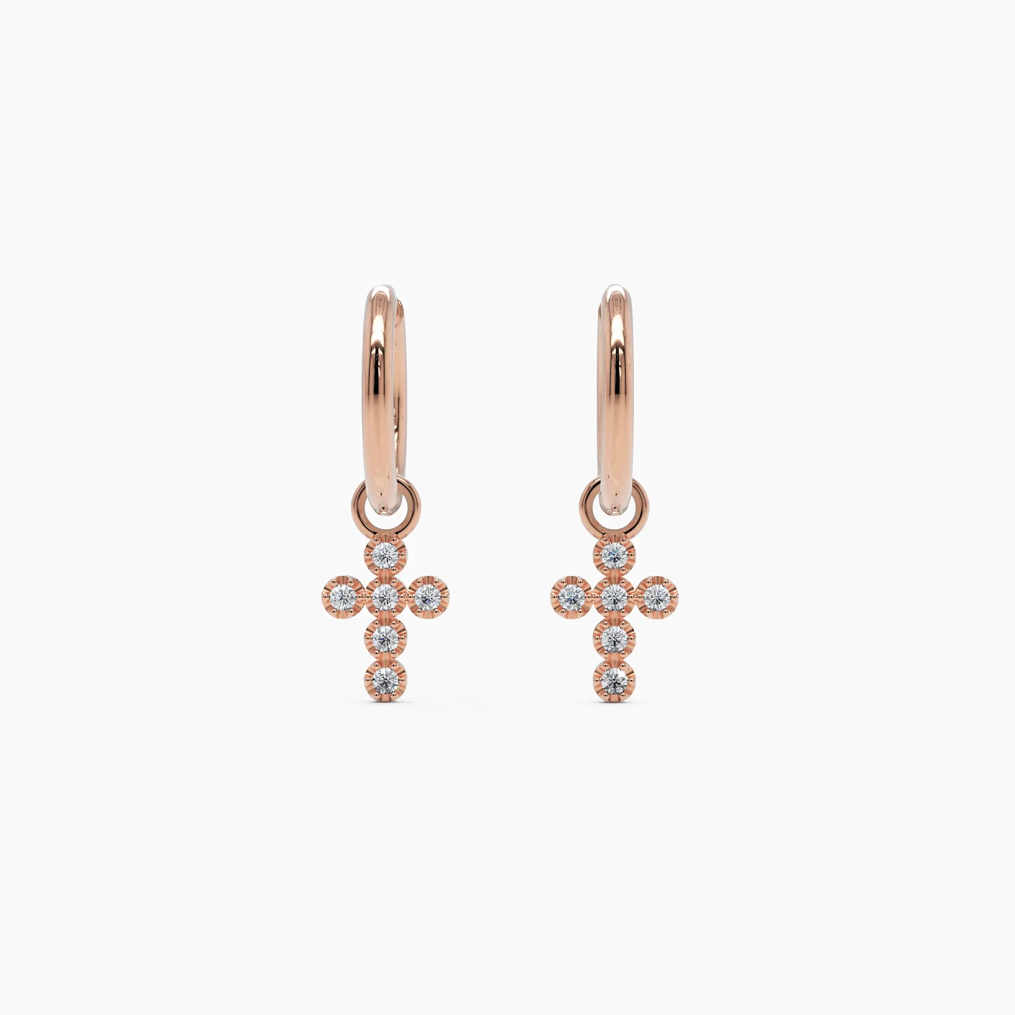 Diamond Cross Hoop Earrings - Narcissus