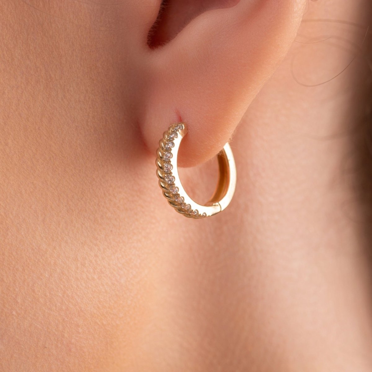 Rope Diamond Hoop Earrings - Narcissus