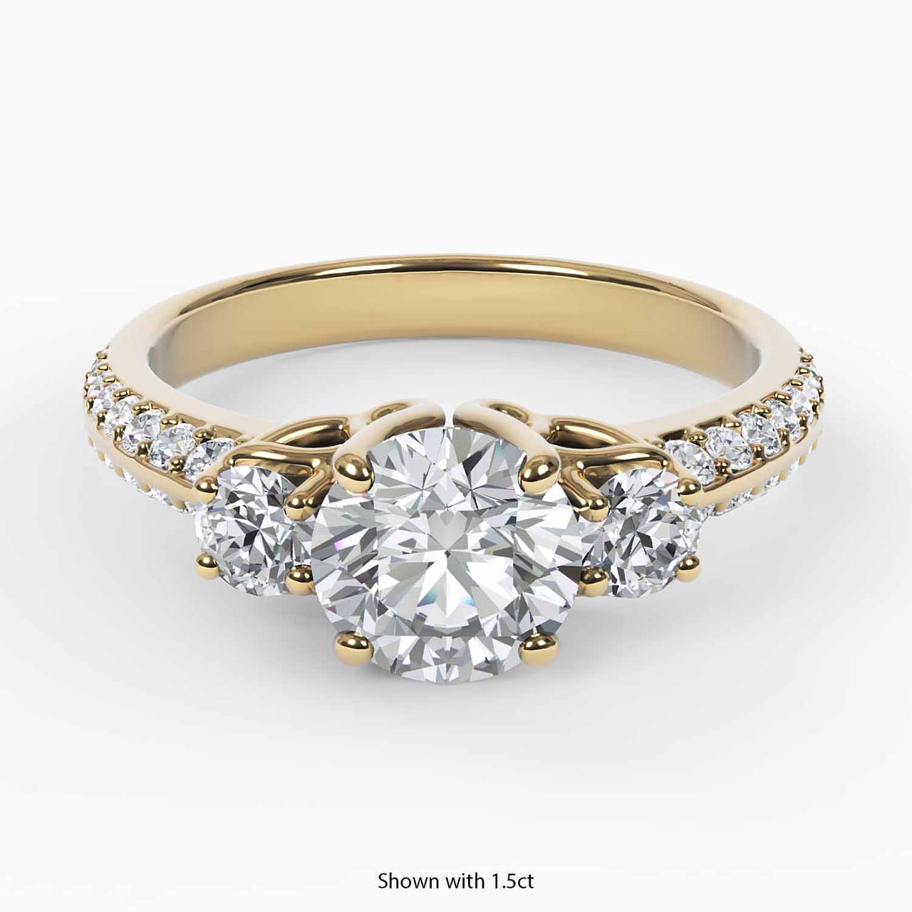 Art Deco Three Diamond Engagement Ring - Narcissus