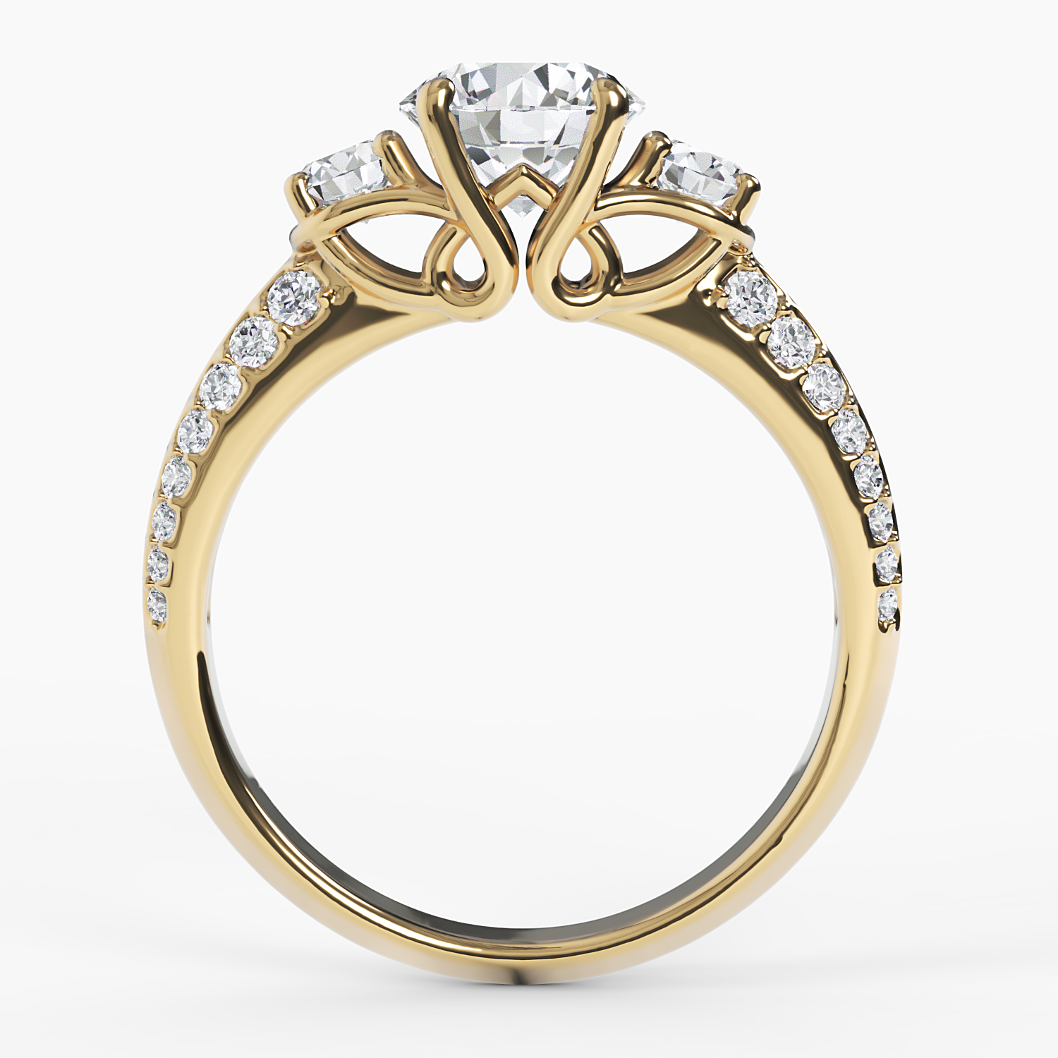 Art Deco Three Diamond Engagement Ring - Narcissus