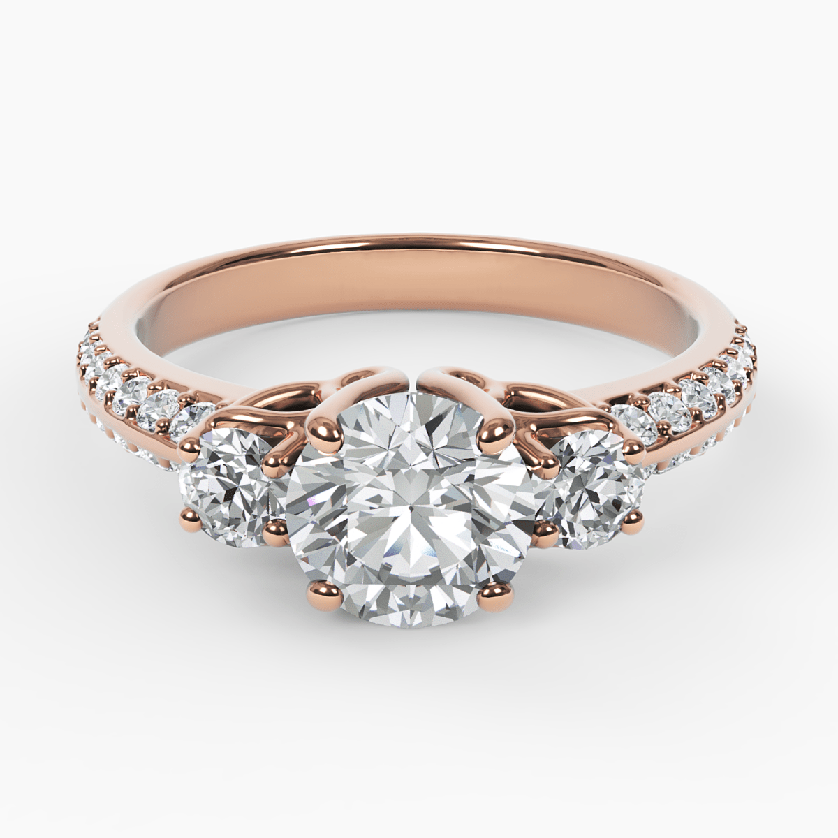 Art Deco Three Diamond Engagement Ring - Narcissus