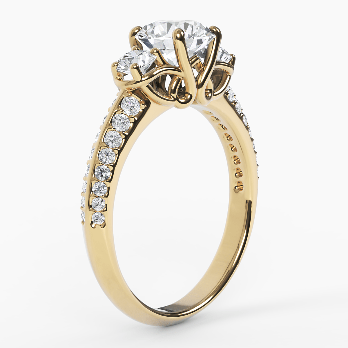 Art Deco Three Diamond Engagement Ring - Narcissus