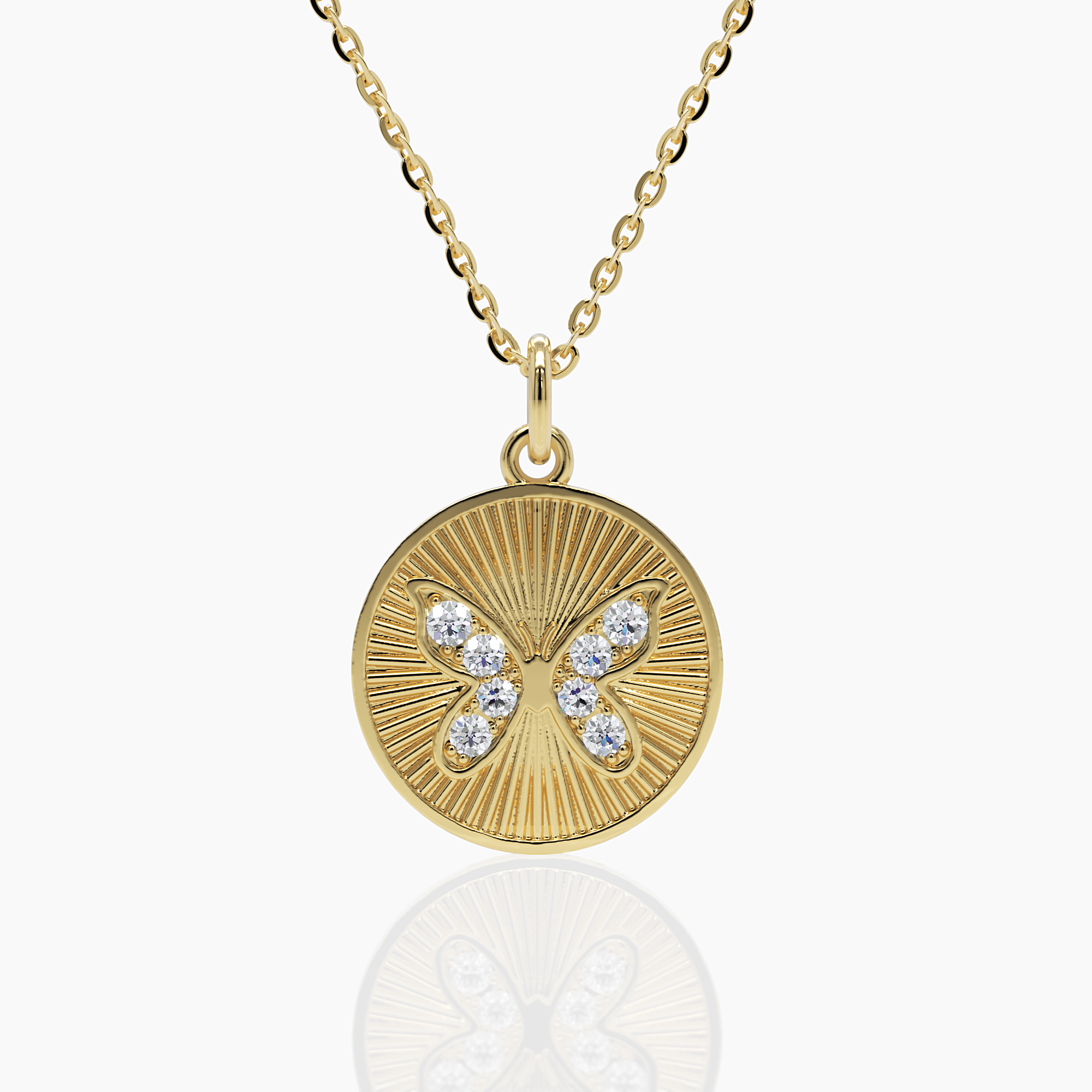 Butterfly Coin Pendant Necklace - Narcissus