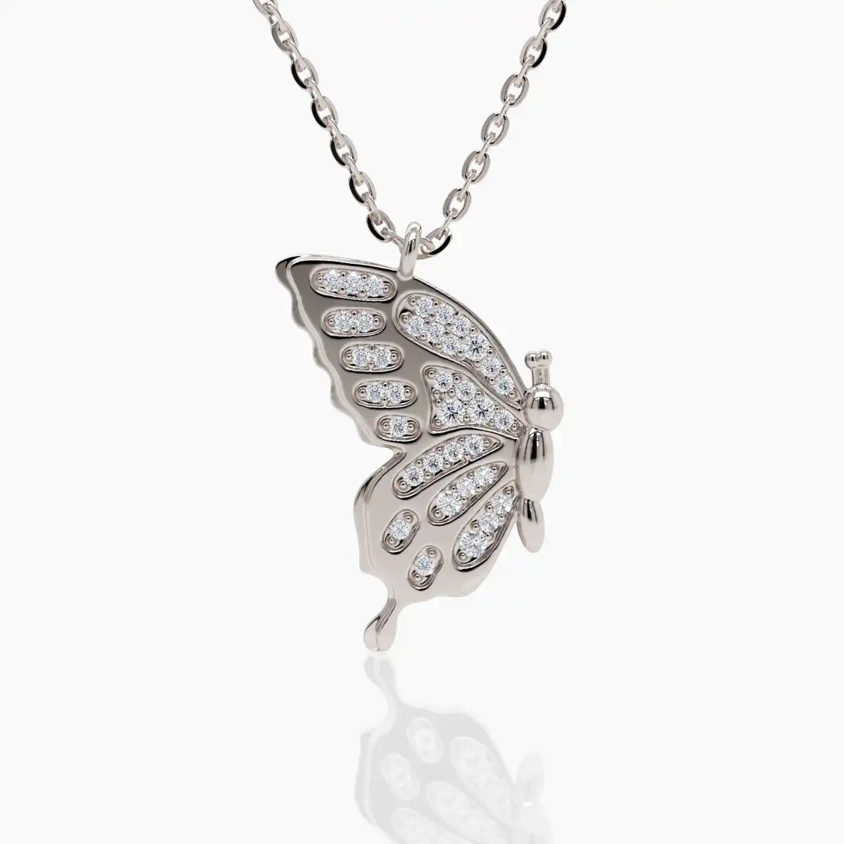 Butterfly Pendant in 14k White Gold